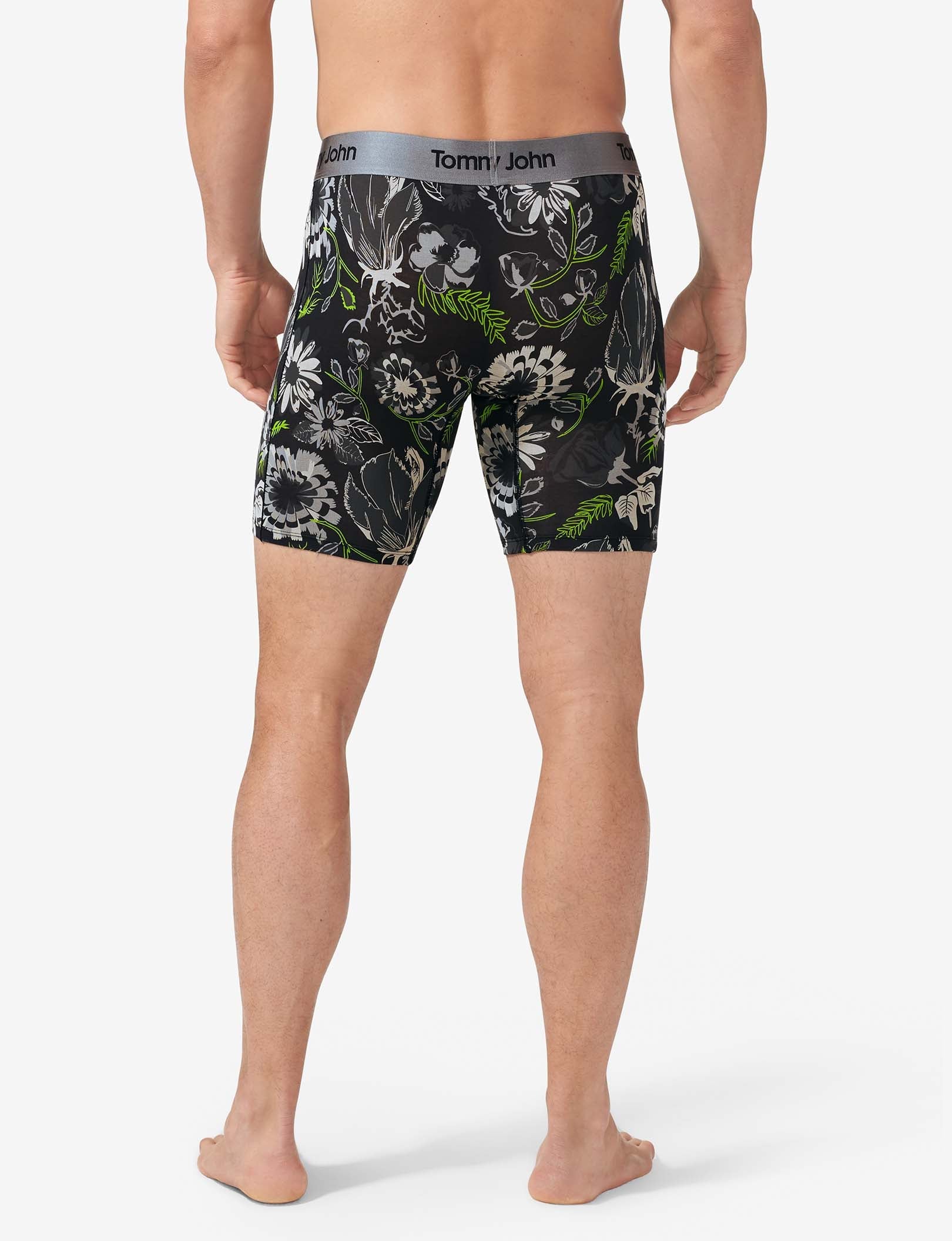 Second Skin Boxer Brief 8"::Black Botanical