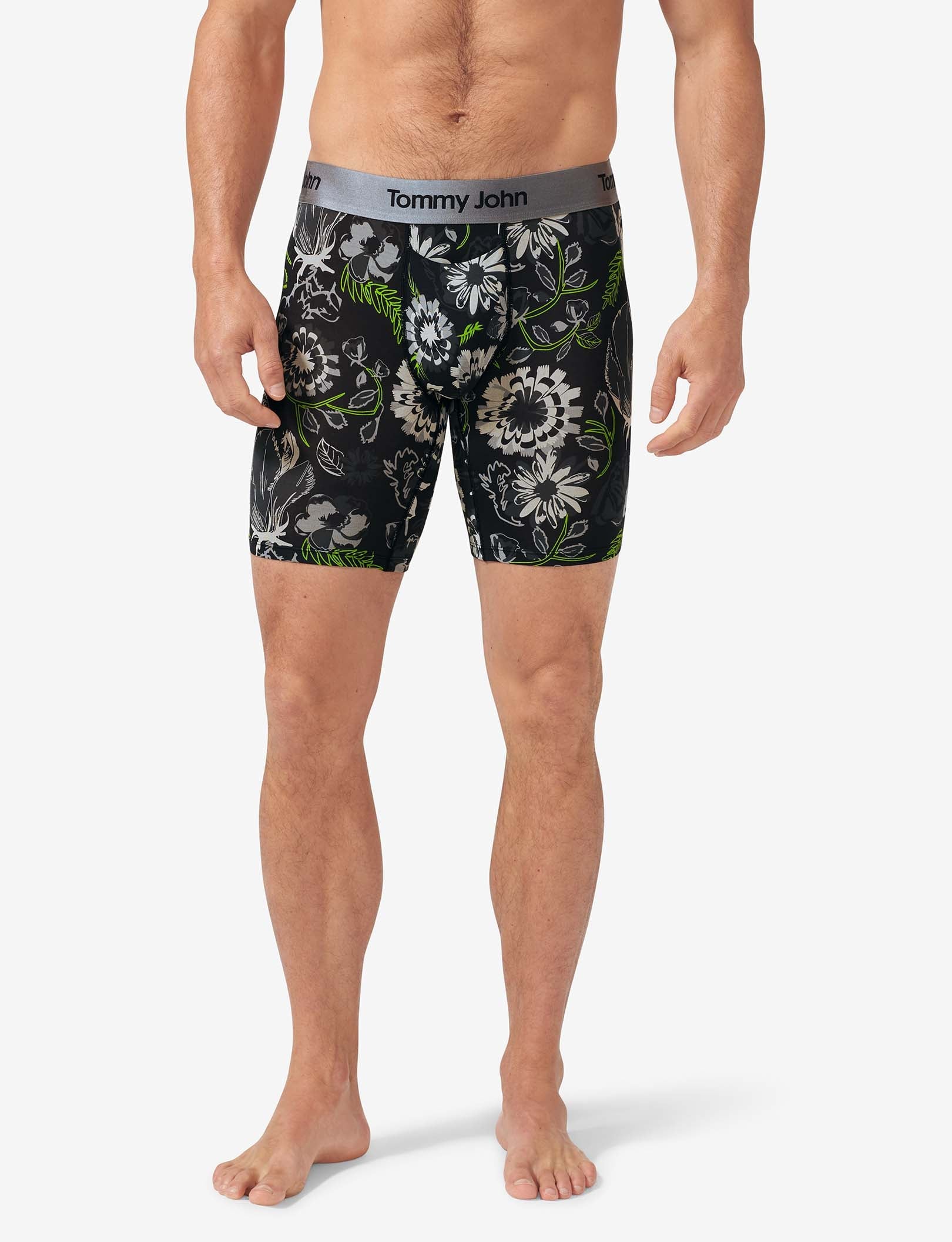 Second Skin Boxer Brief 8"::Black Botanical