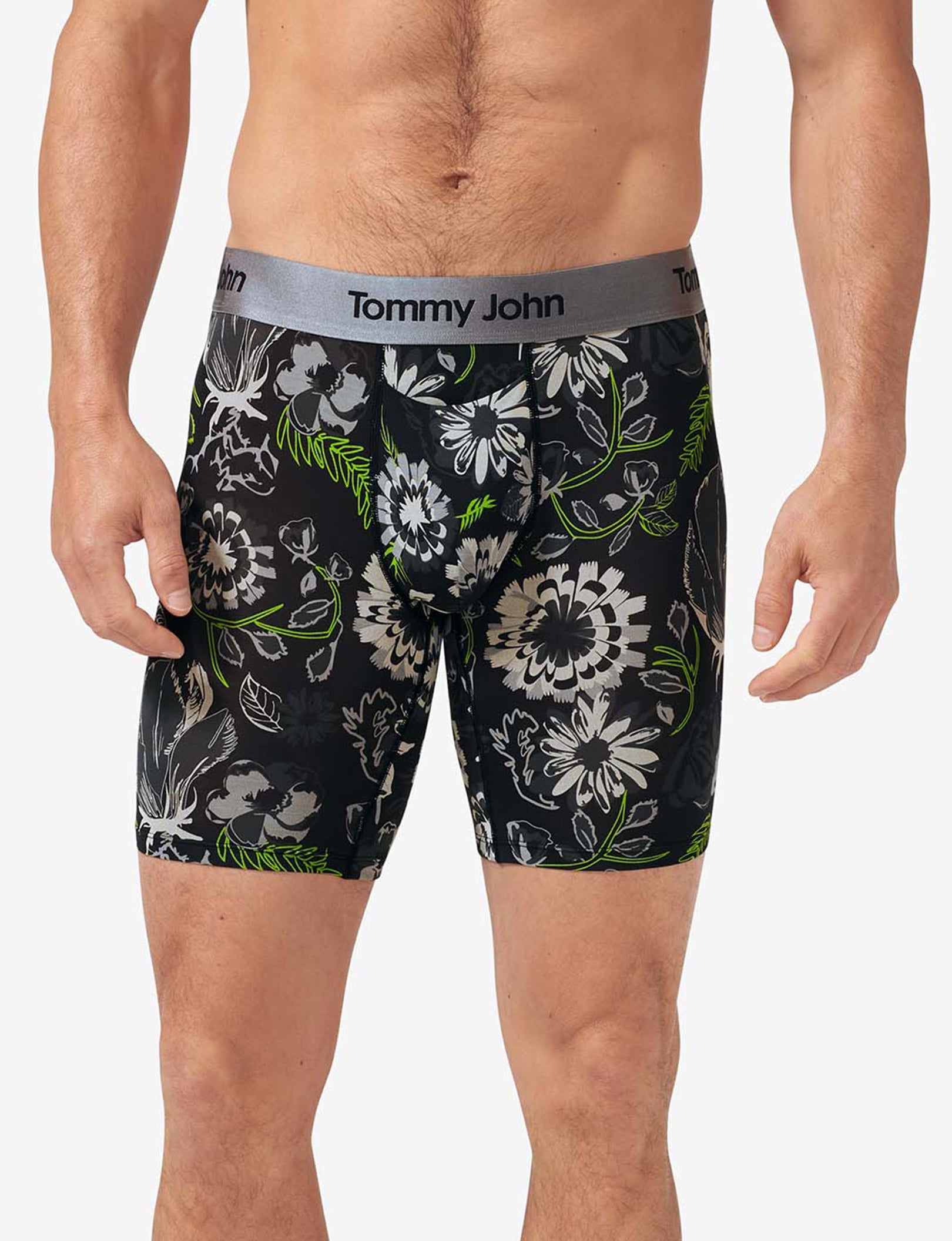 Second Skin Boxer Brief 8"::Black Botanical