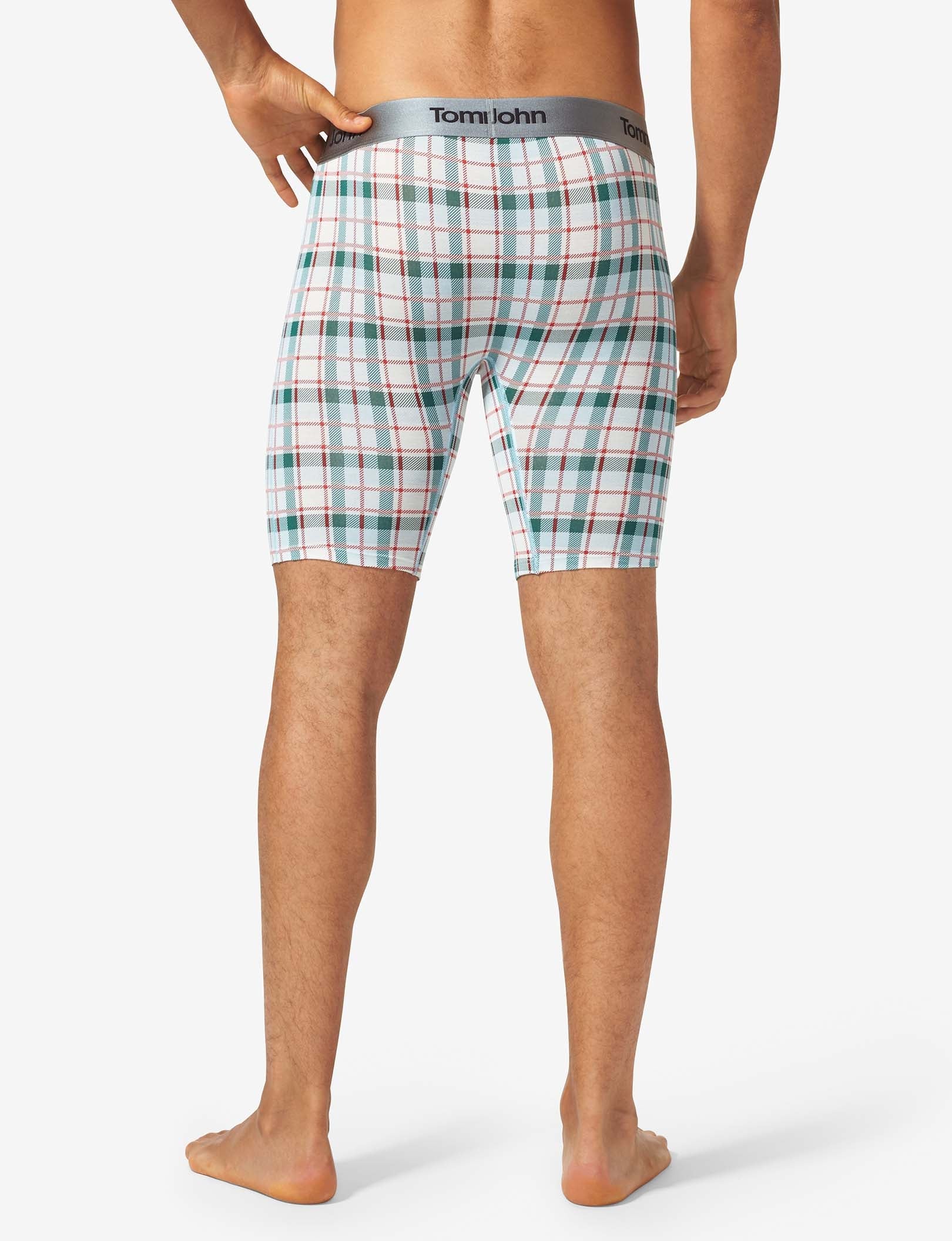 Second Skin Boxer Brief 8"::Coconut Milk Plaid