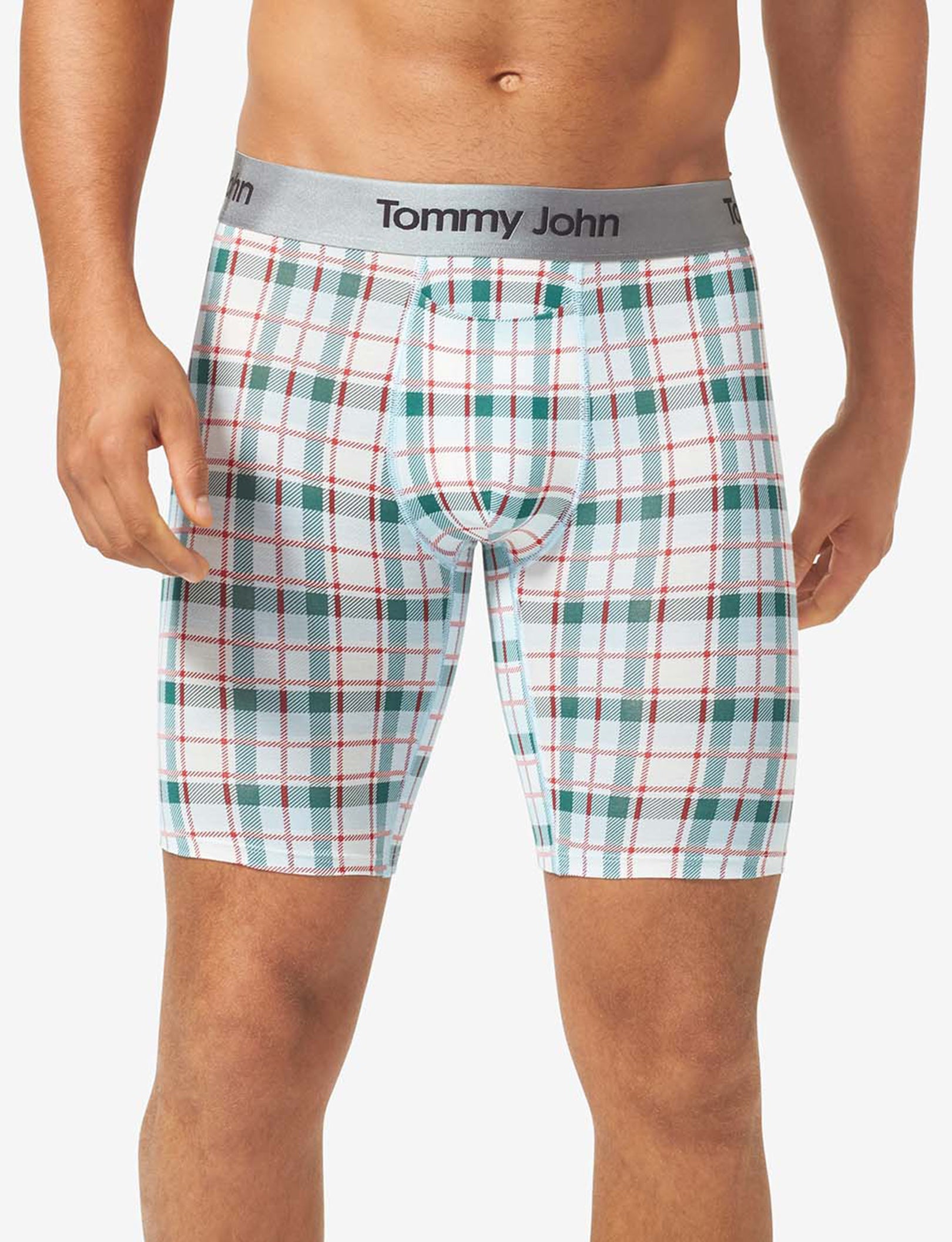 Second Skin Boxer Brief 8"::Coconut Milk Plaid