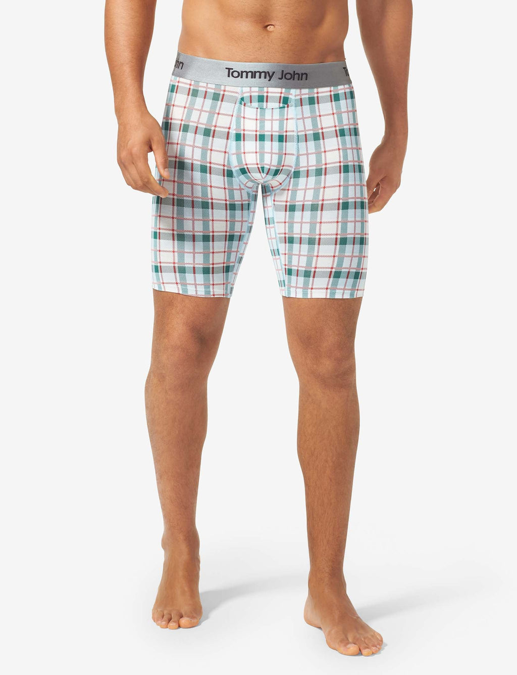 Second Skin Boxer Brief 8"::Coconut Milk Plaid