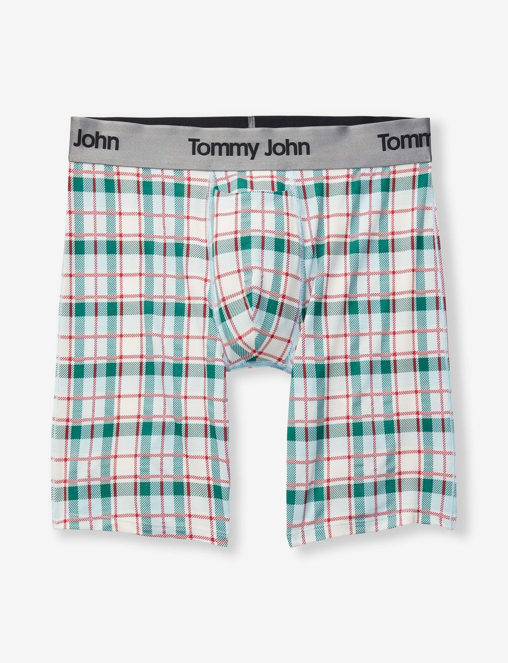 Second Skin Boxer Brief 8"::Coconut Milk Plaid