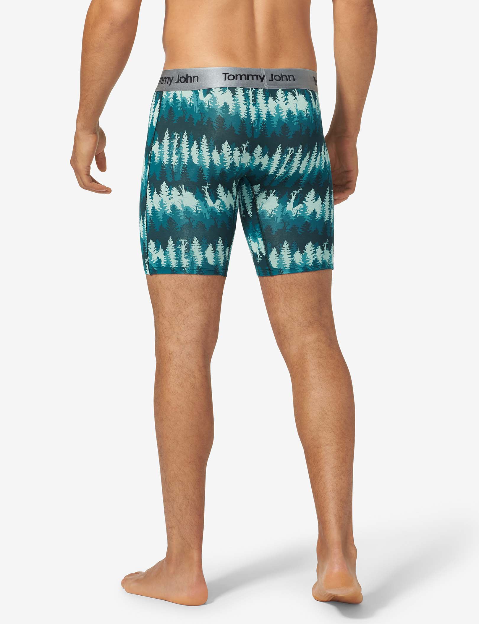 Second Skin Boxer Brief 8"::Green Treeline Print