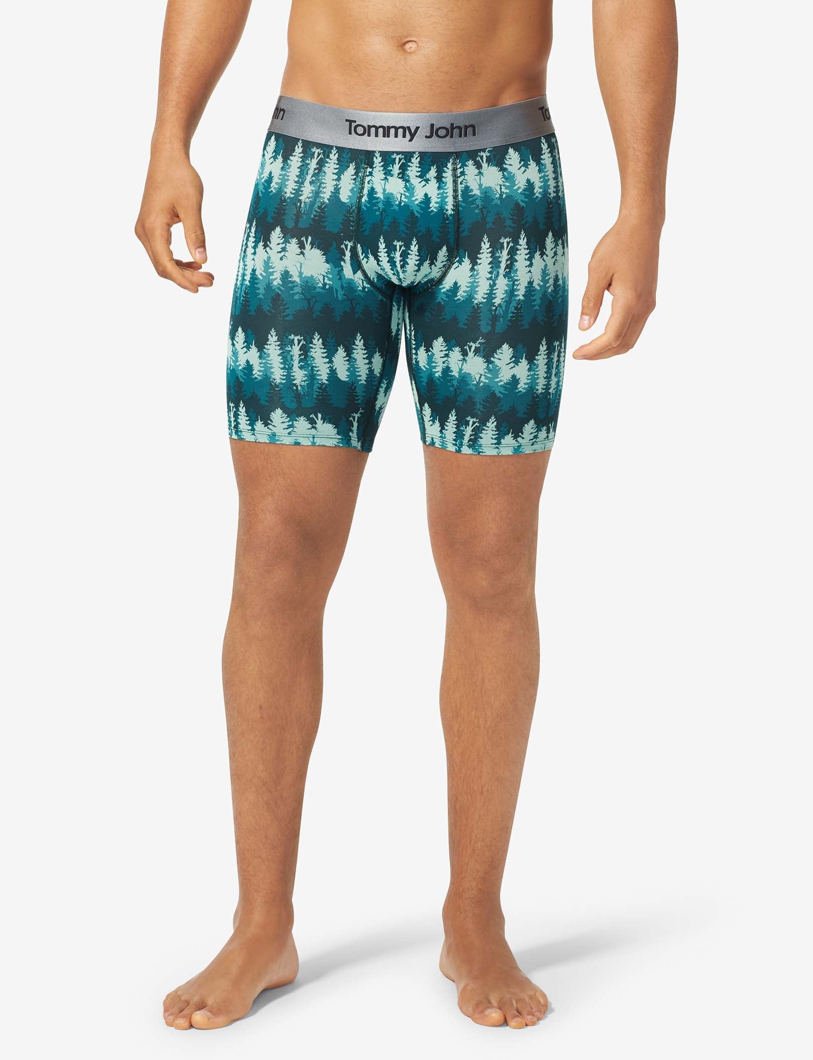 Second Skin Boxer Brief 8"::Green Treeline Print
