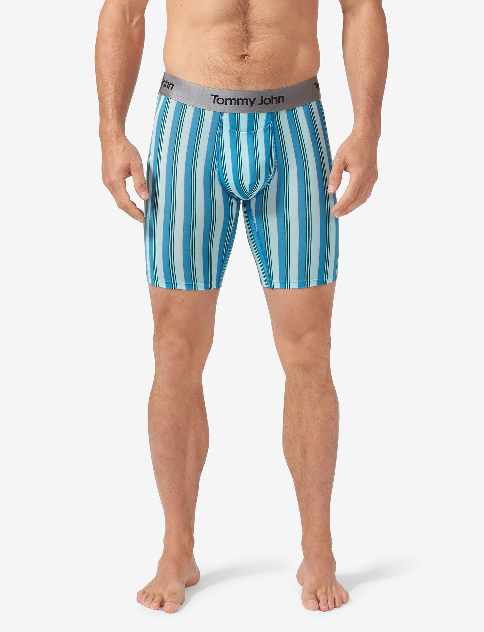 Second Skin Boxer Brief 8"::Island Goodnight Stripe