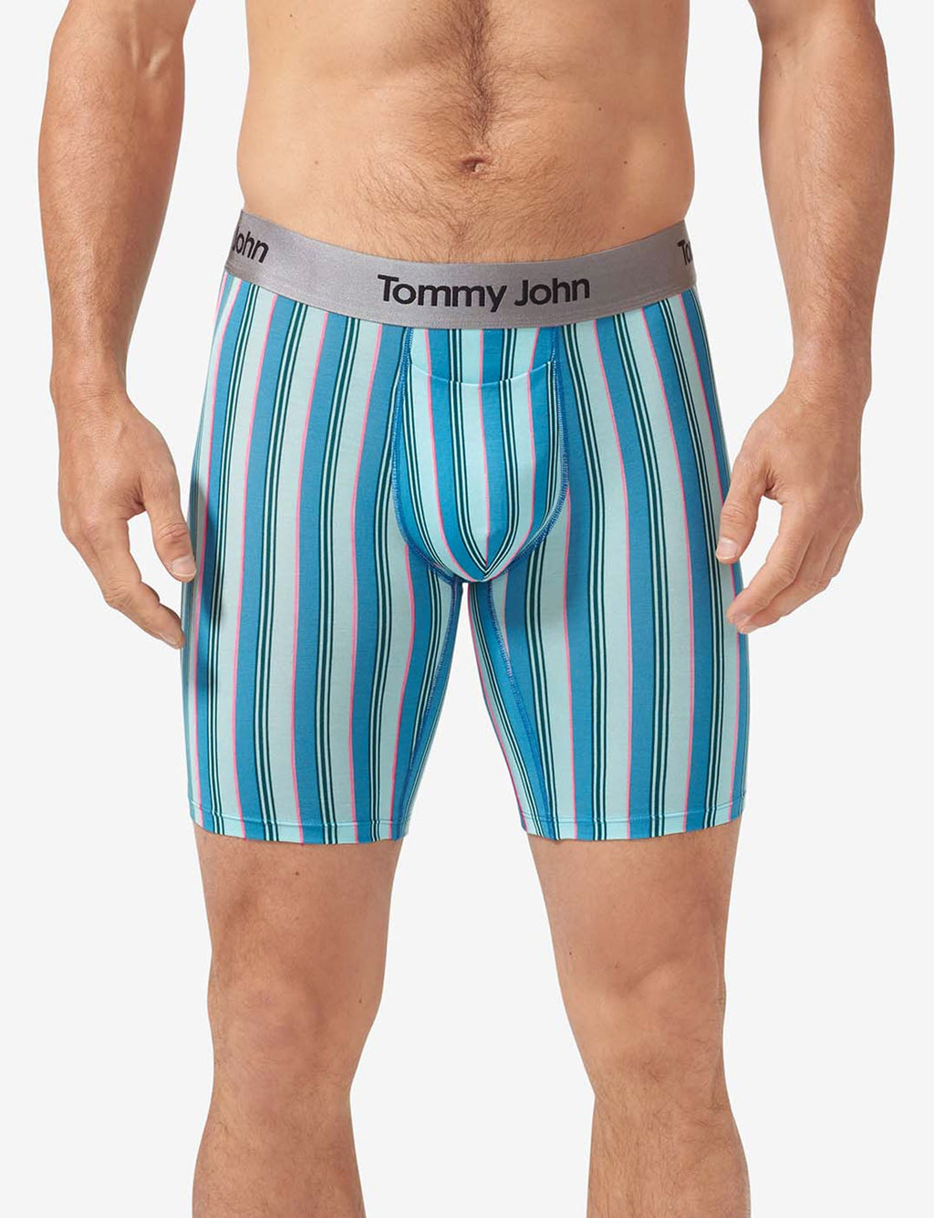 Second Skin Boxer Brief 8"::Island Goodnight Stripe