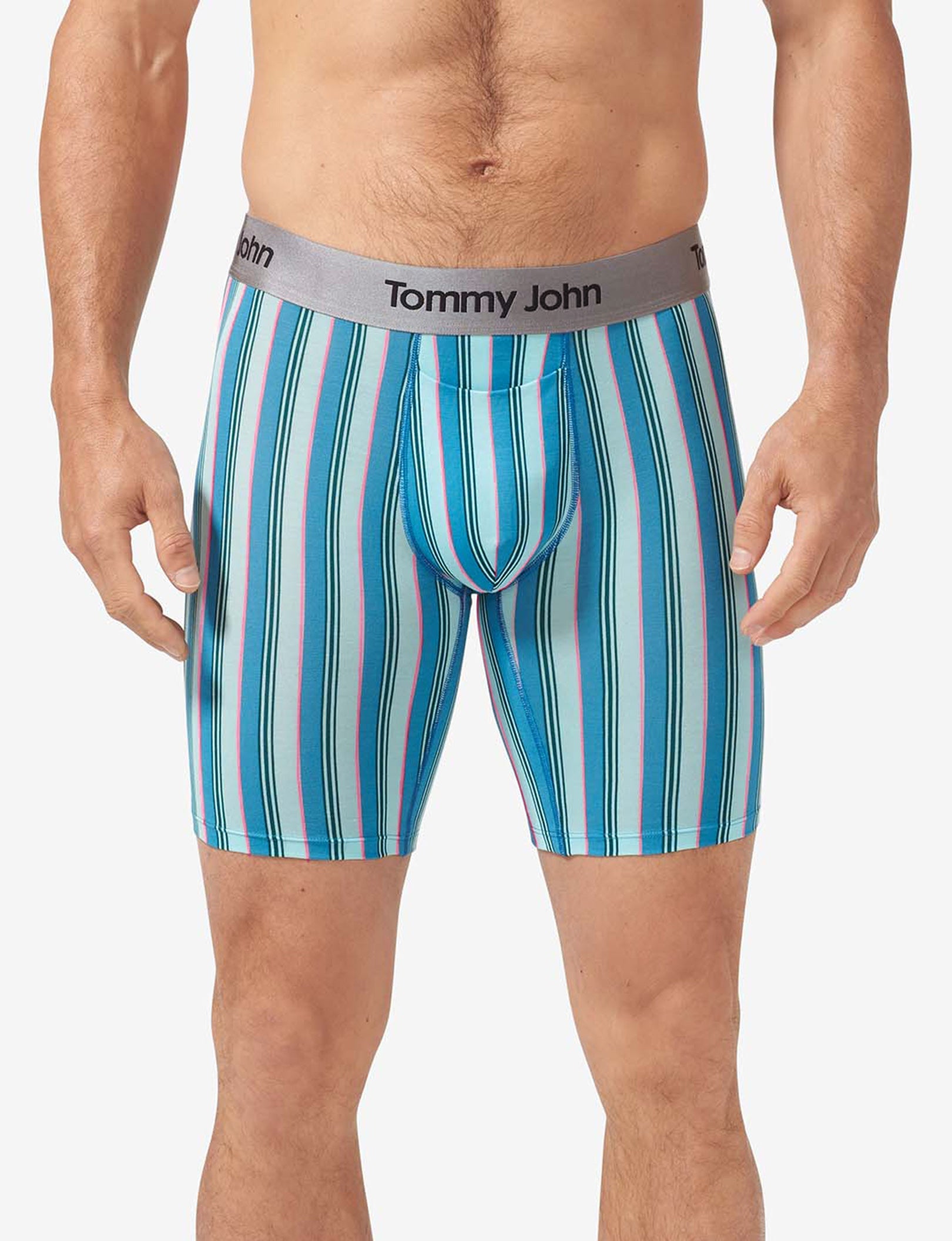 Second Skin Boxer Brief 8"::Island Goodnight Stripe