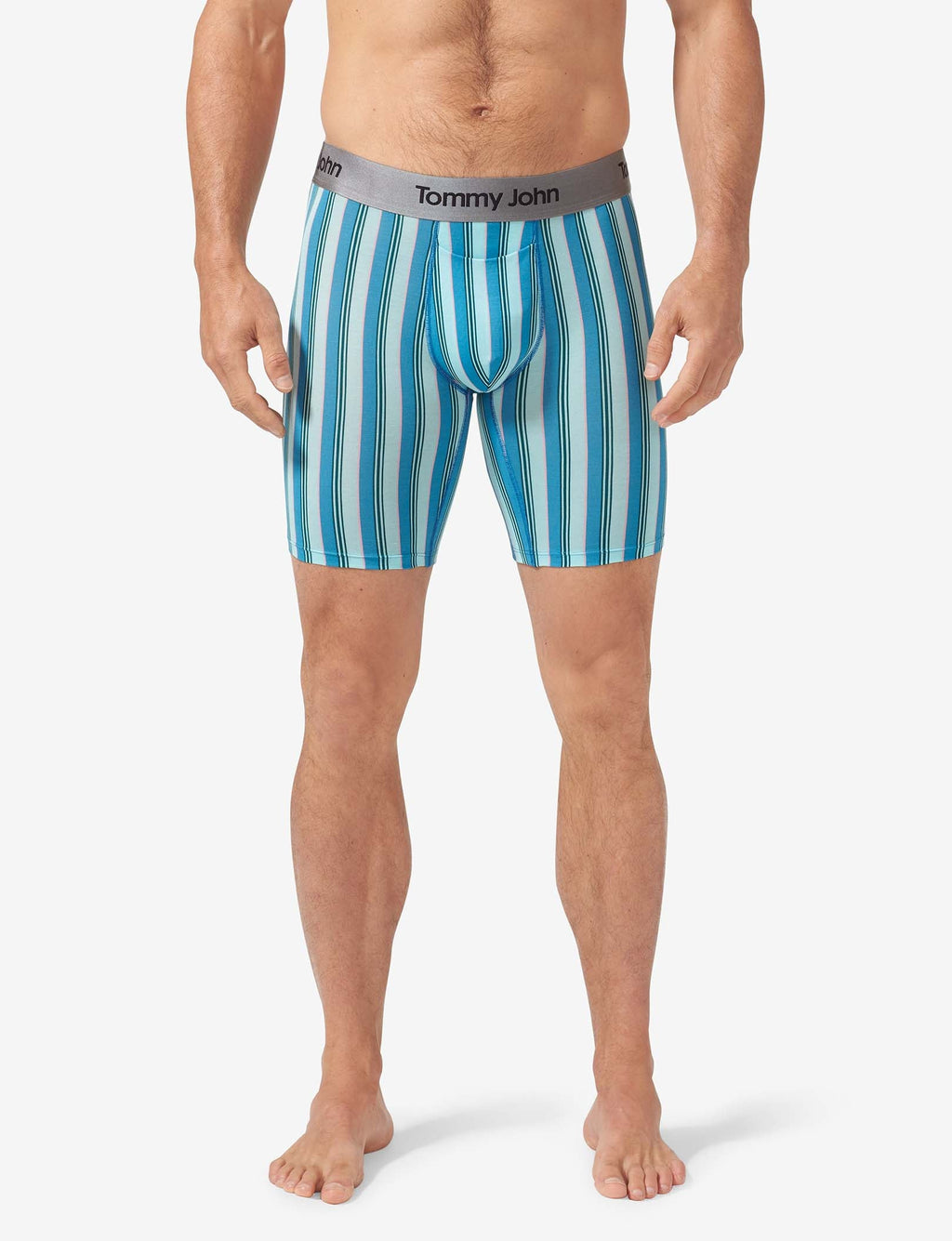 Second Skin Boxer Brief 8"::Island Goodnight Stripe