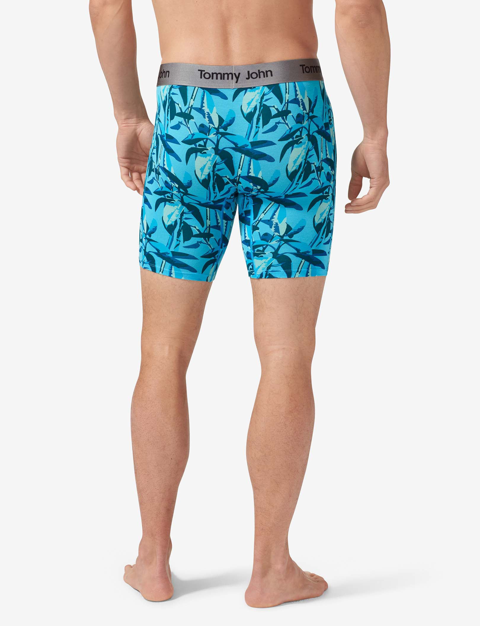 Second Skin Boxer Brief 8"::Blue Atoll Rubber Tree