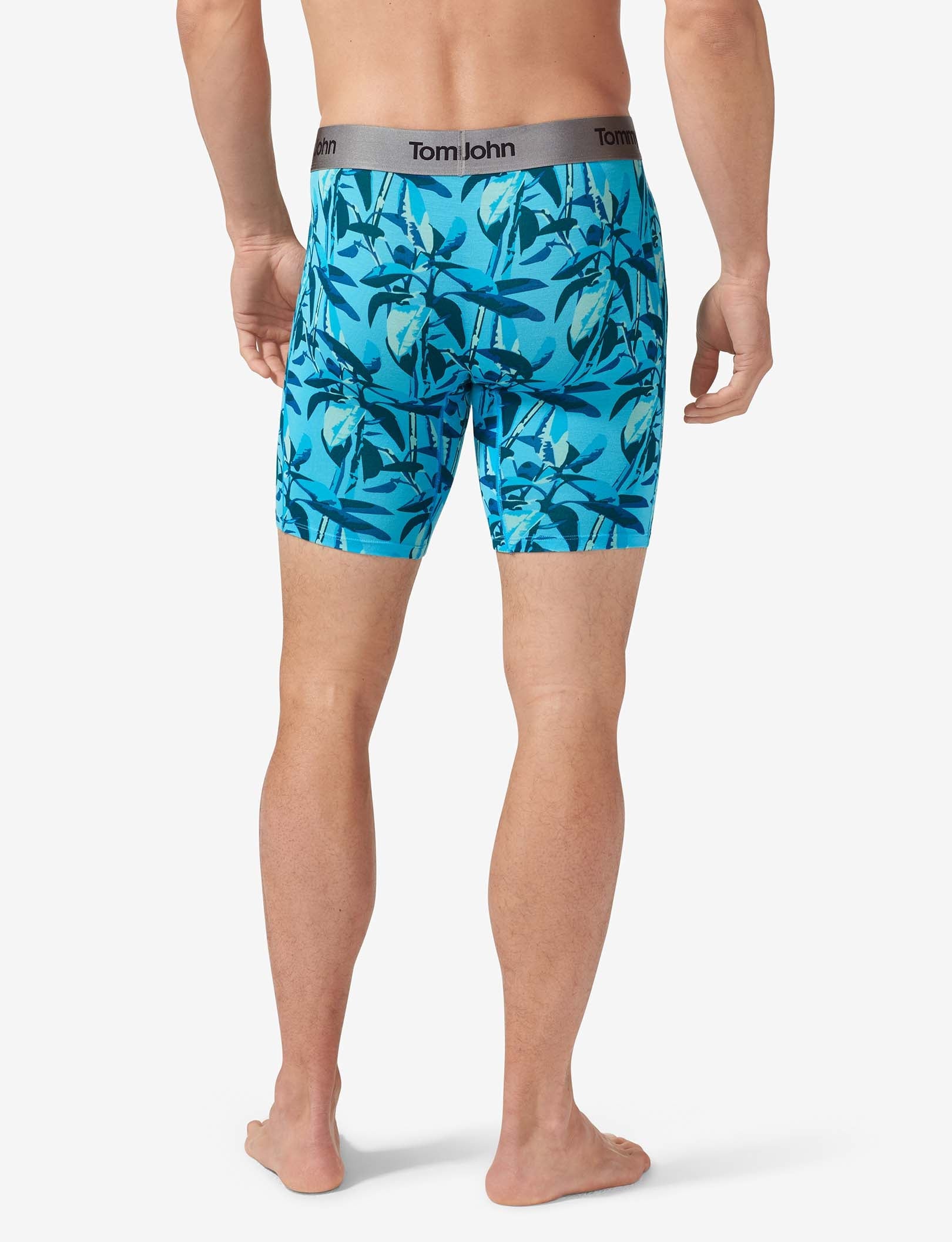 Second Skin Boxer Brief 8"::Blue Atoll Rubber Tree