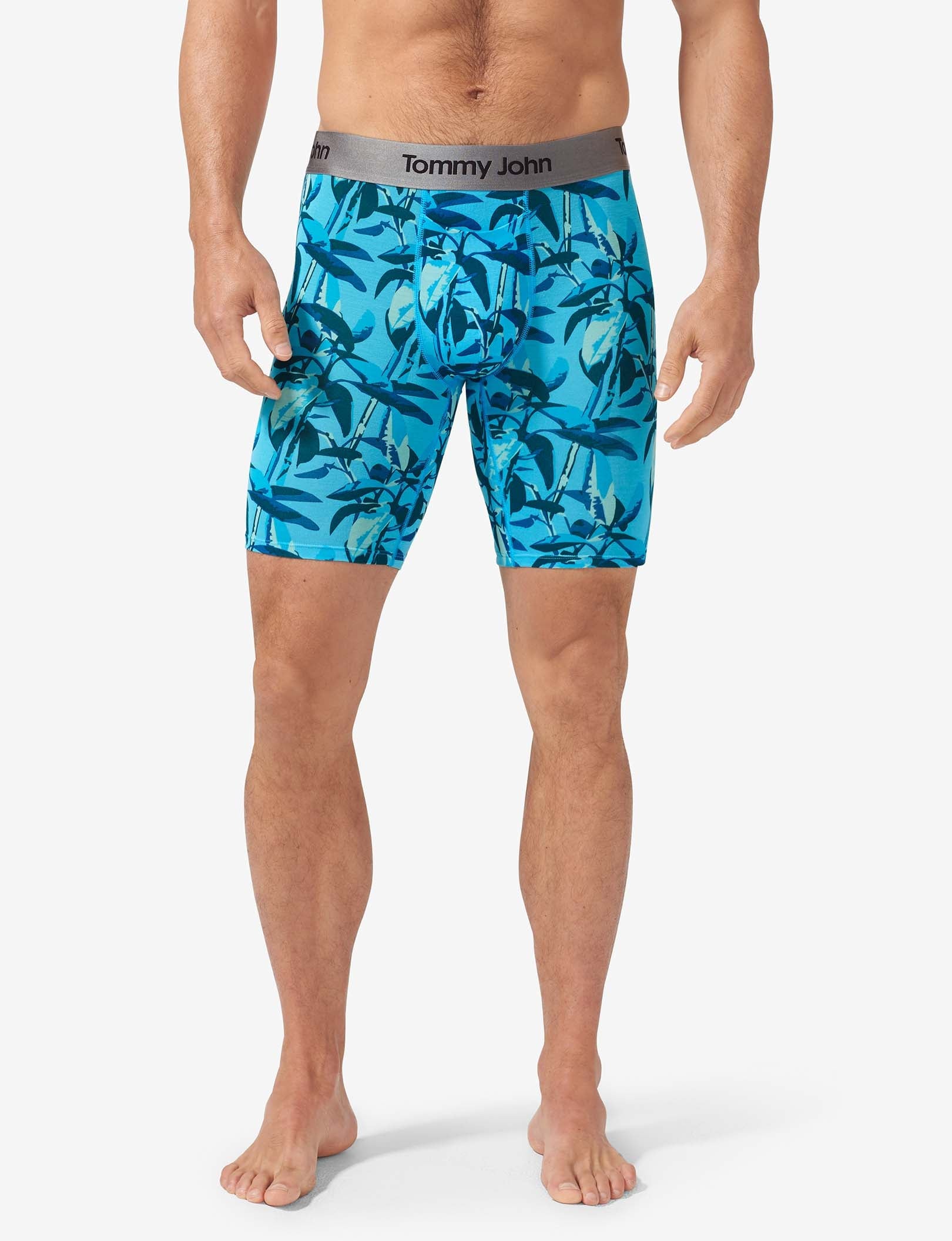 Second Skin Boxer Brief 8"::Blue Atoll Rubber Tree