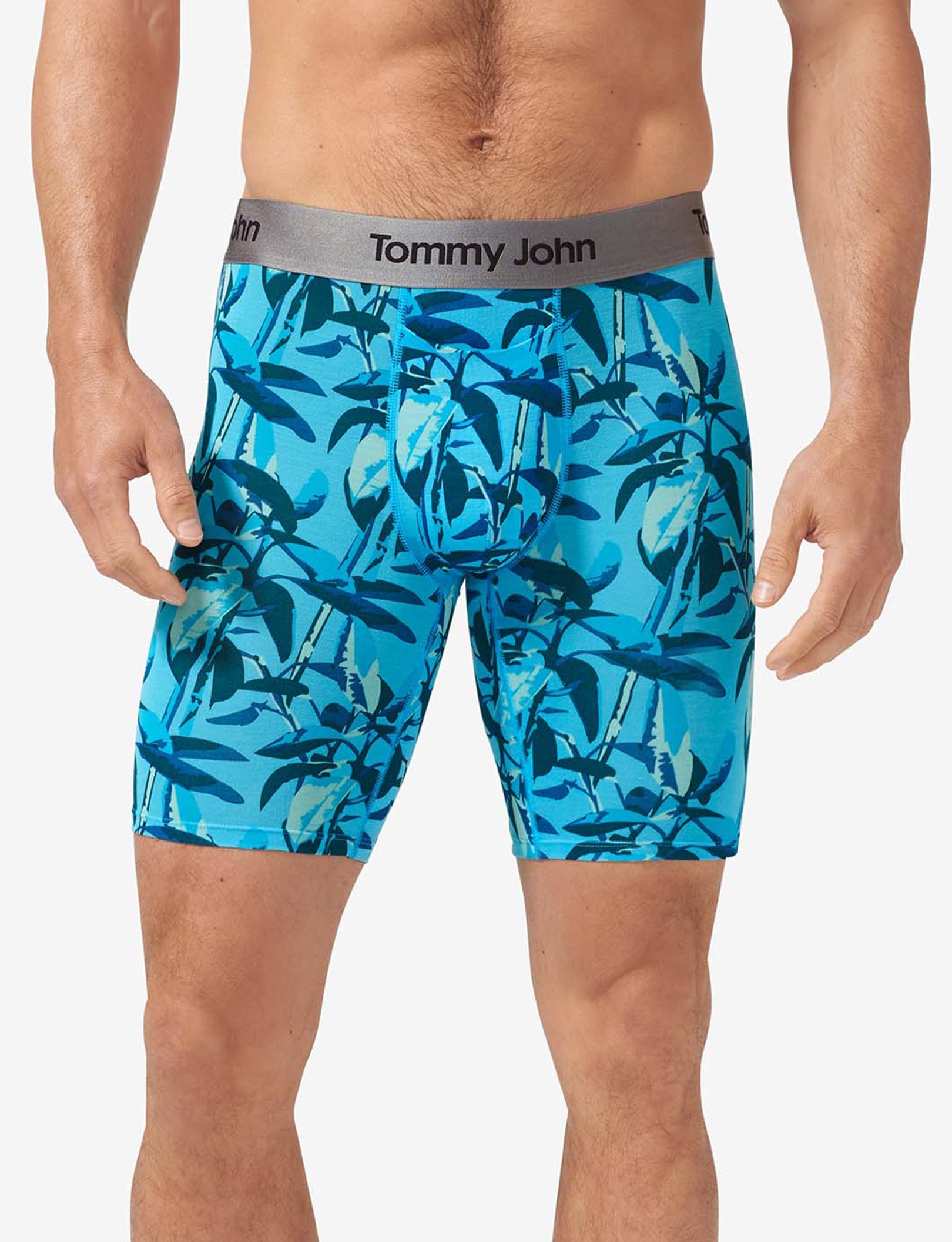 Second Skin Boxer Brief 8"::Blue Atoll Rubber Tree