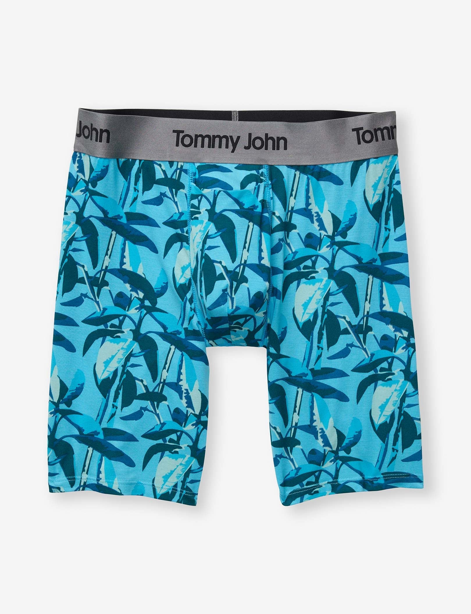 Second Skin Boxer Brief 8"::Blue Atoll Rubber Tree