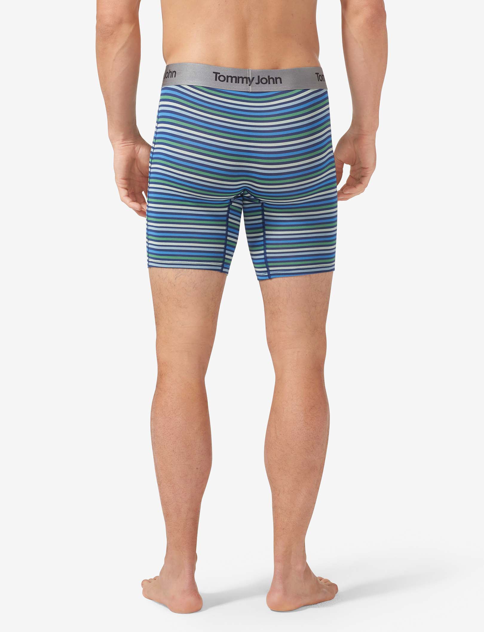 Second Skin Boxer Brief 8"::Estate Blue Globe Stripe