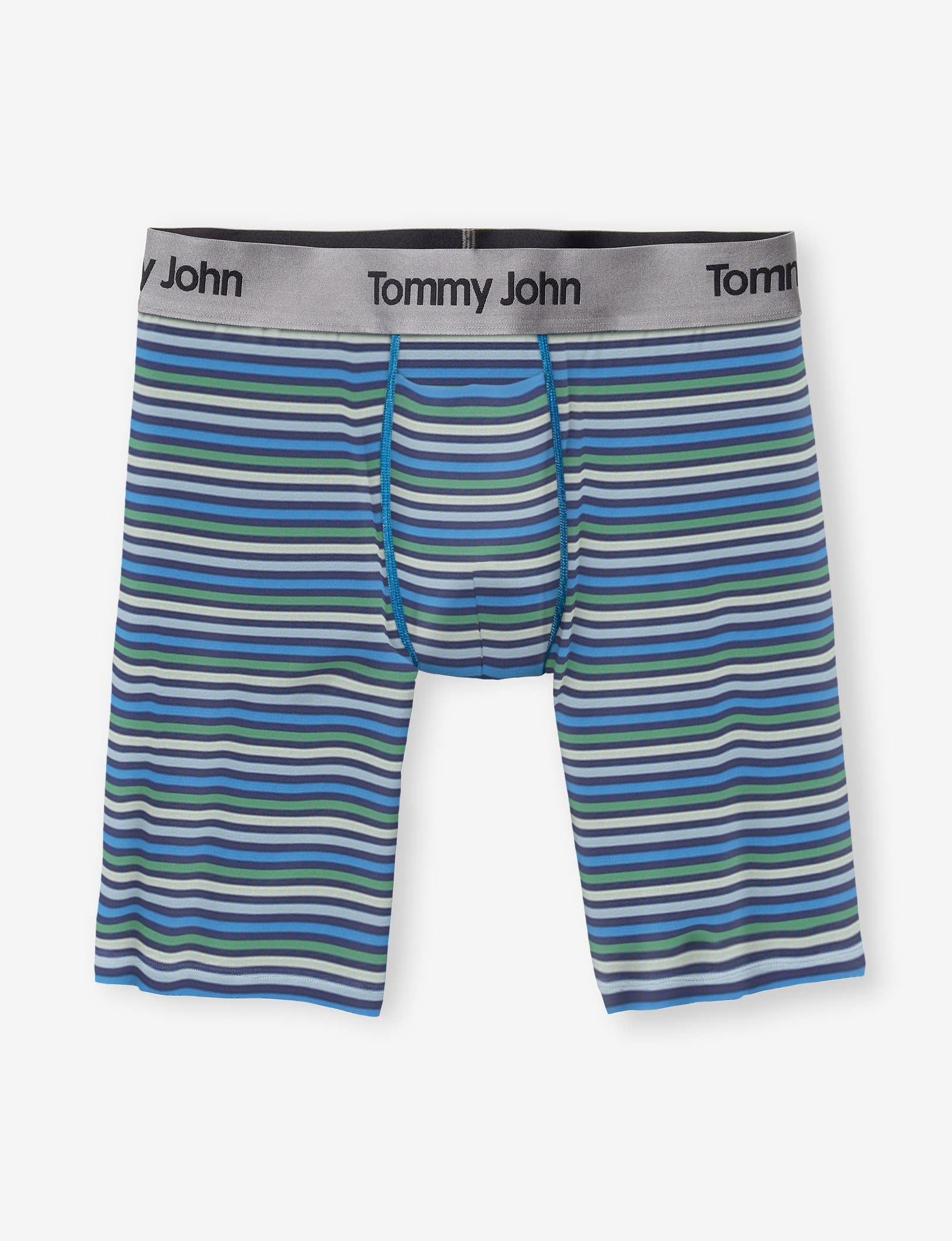 Second Skin Boxer Brief 8"::Estate Blue Globe Stripe