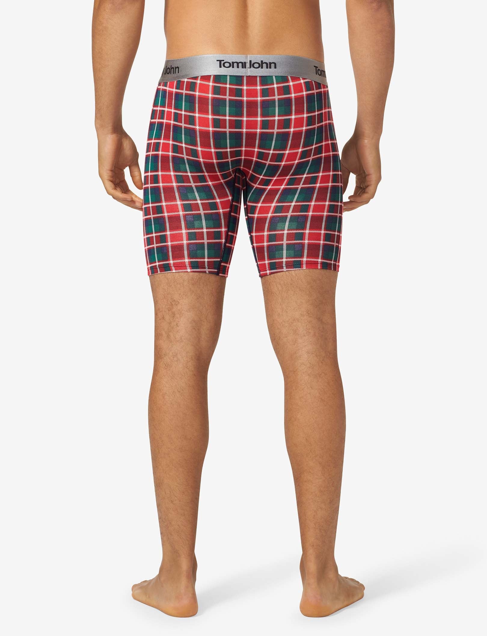 Second Skin Boxer Brief 8"::Haute Red Plaid