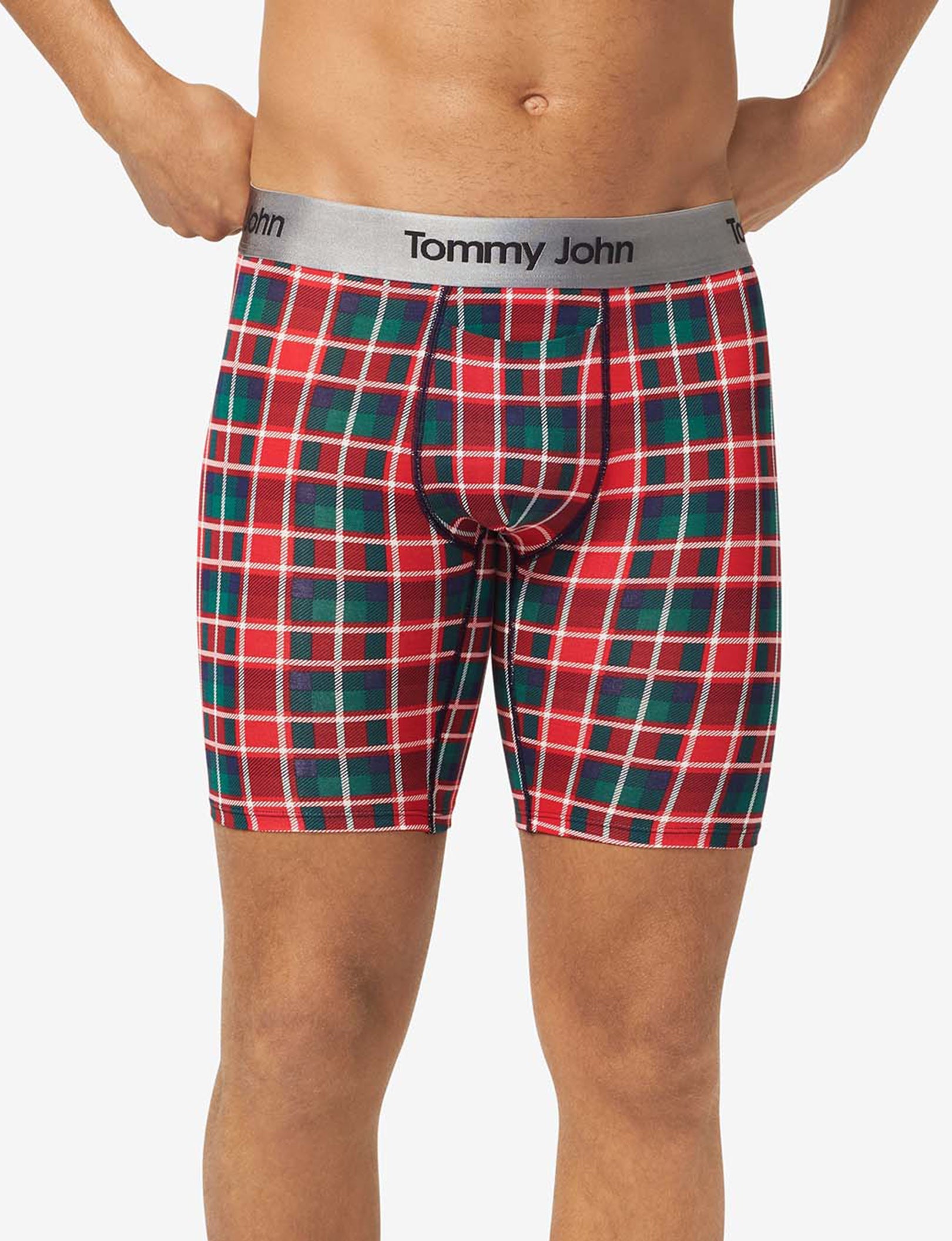 Second Skin Boxer Brief 8"::Haute Red Plaid