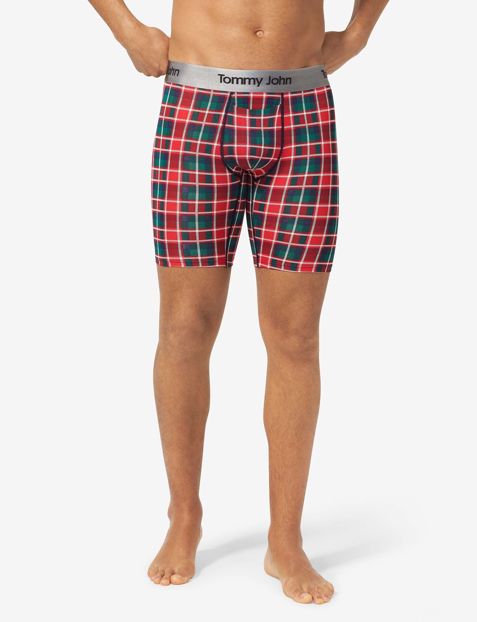 Second Skin Boxer Brief 8"::Haute Red Plaid