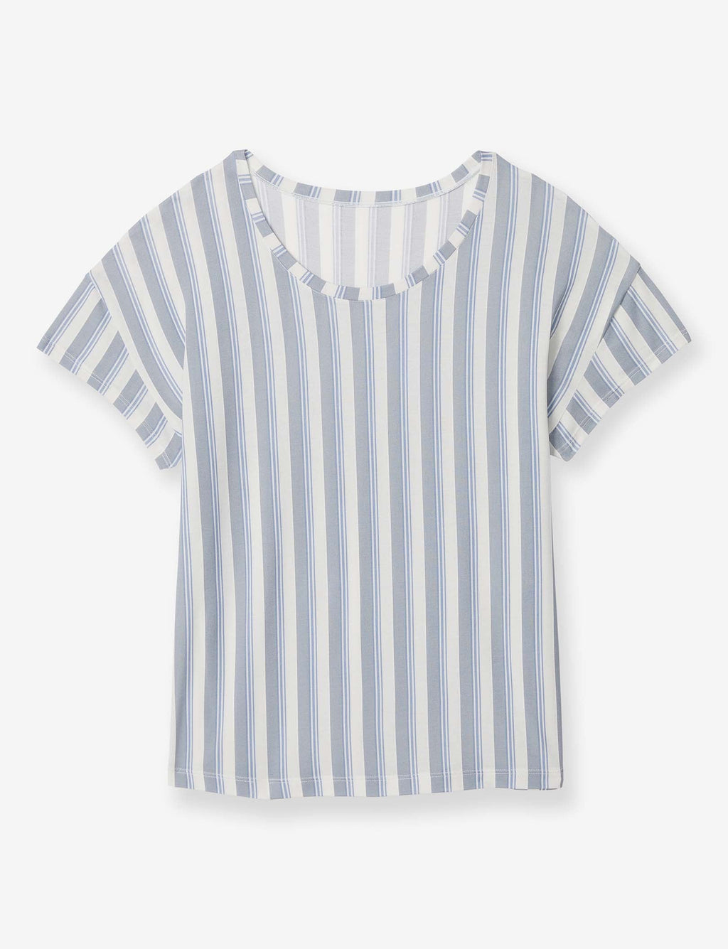 Women's Second Skin Sleep Tee::Blue Blush Goodnight Stripe