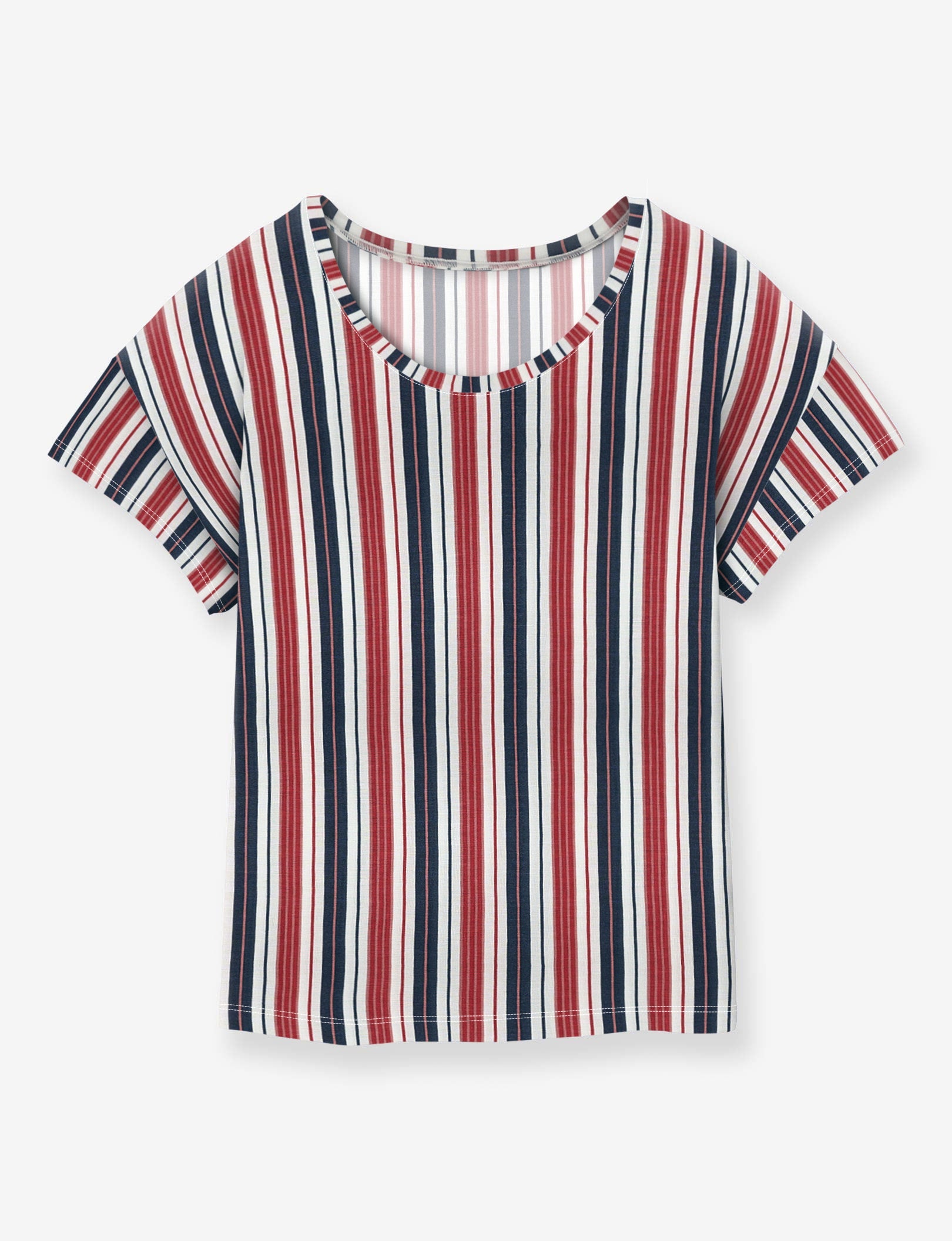 Women's Second Skin Sleep Tee::July Pinstripe Print