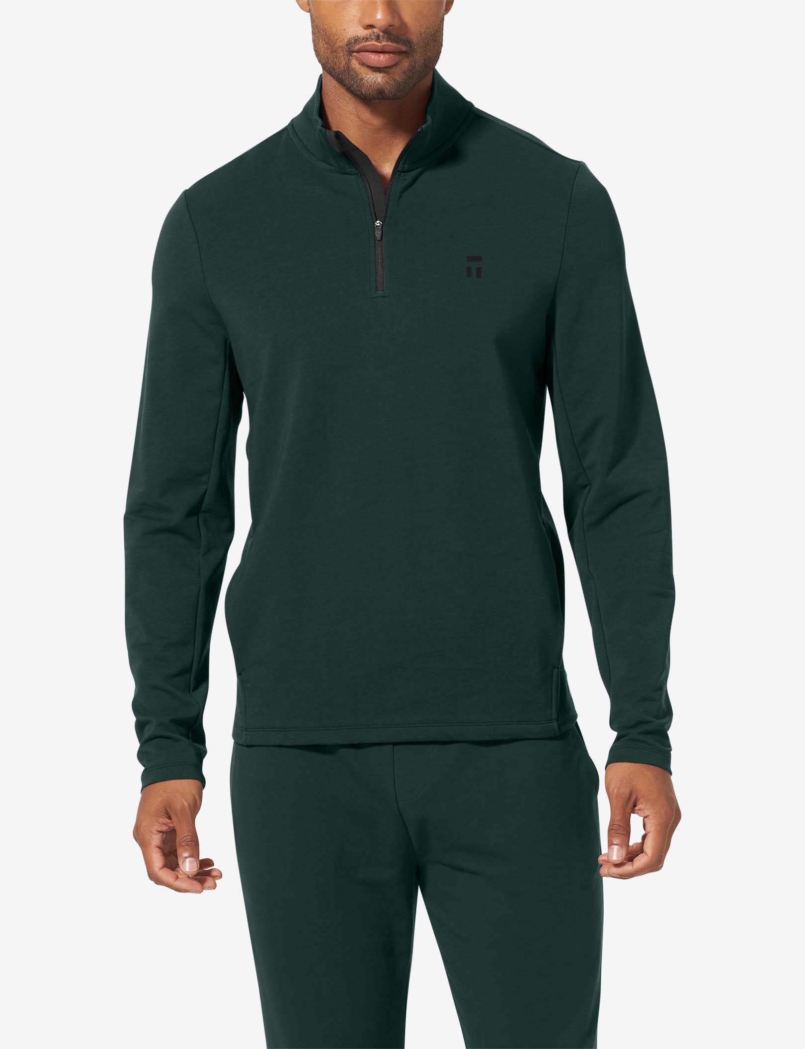 Luxe French Terry Quarter Zip::Pine Grove