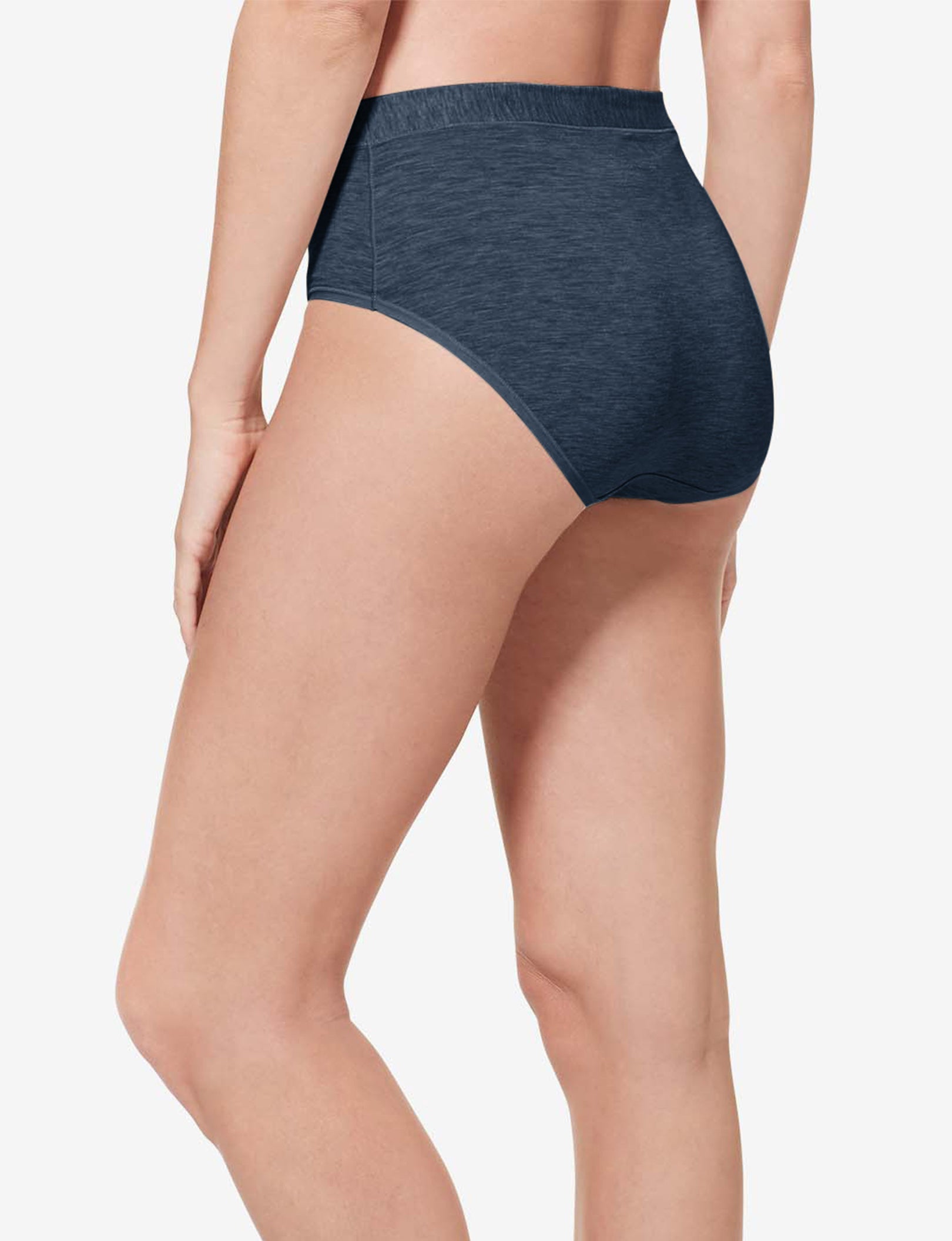 Women's Second Skin High Rise Brief::Dress Blues Heather