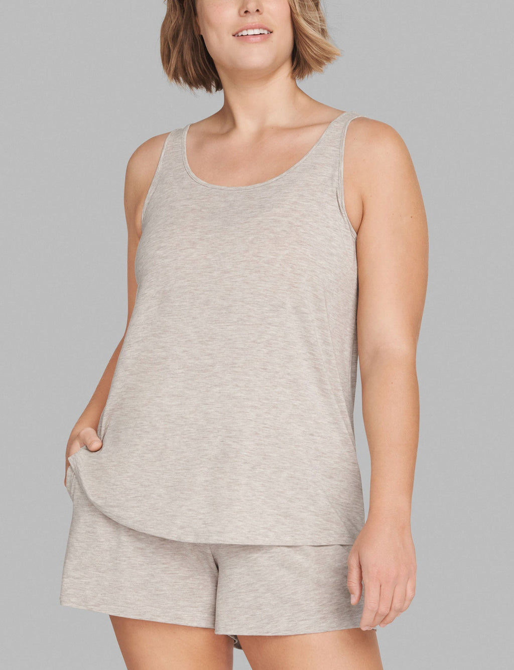Women's Second Skin Sleep Tank::Dove Heather