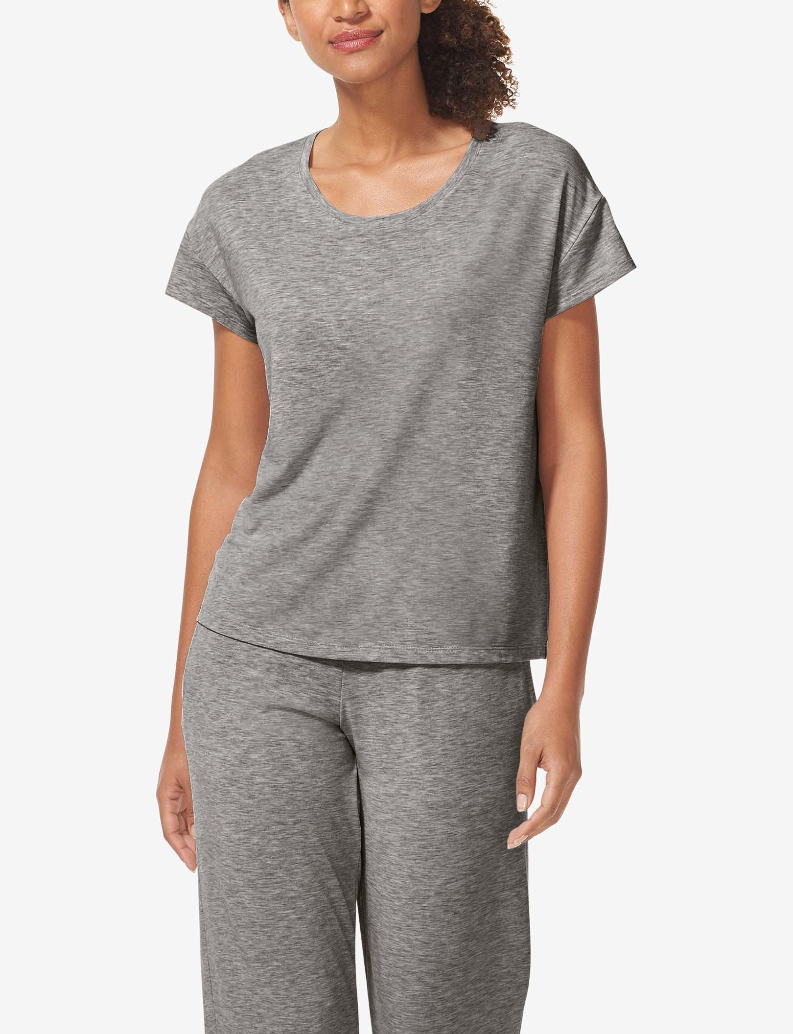 Women's Second Skin Sleep Tee & Short Basic Set::Medium Heather Grey