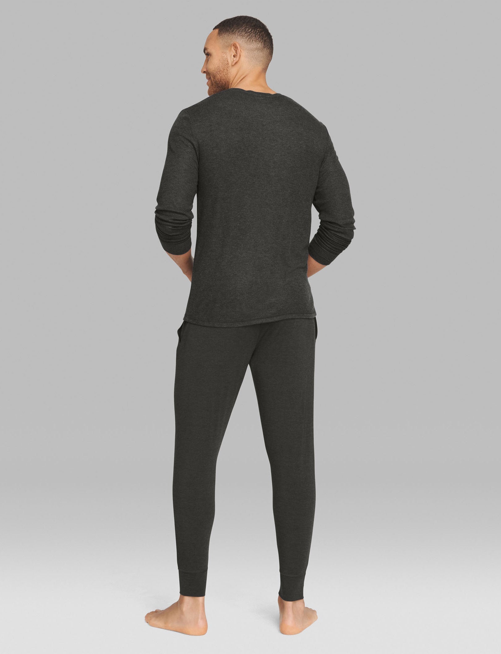 Lounge Henley & Jogger Set::Charcoal Heather