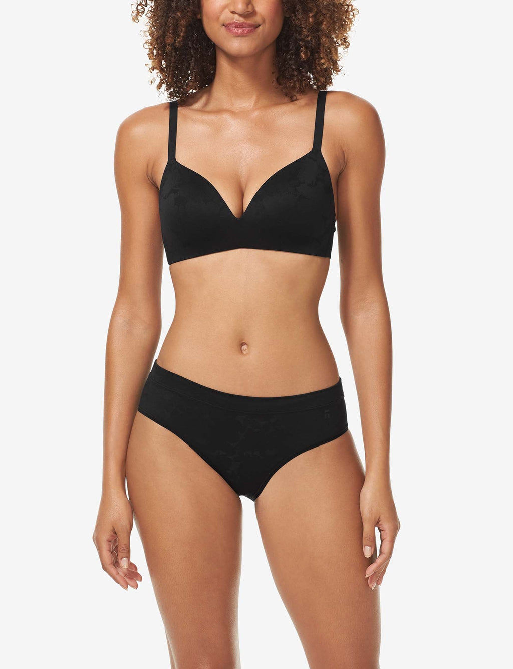Second Skin Comfort Lace Lightly Lined Wireless Bra::Black Lace