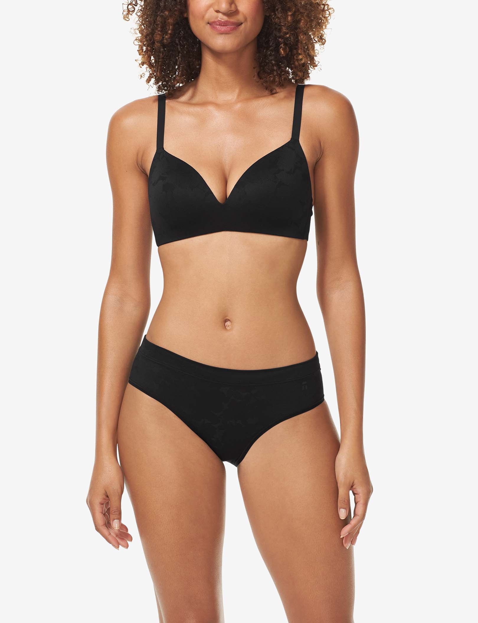 Second Skin Comfort Lace Lightly Lined Wireless Bra::Black Lace