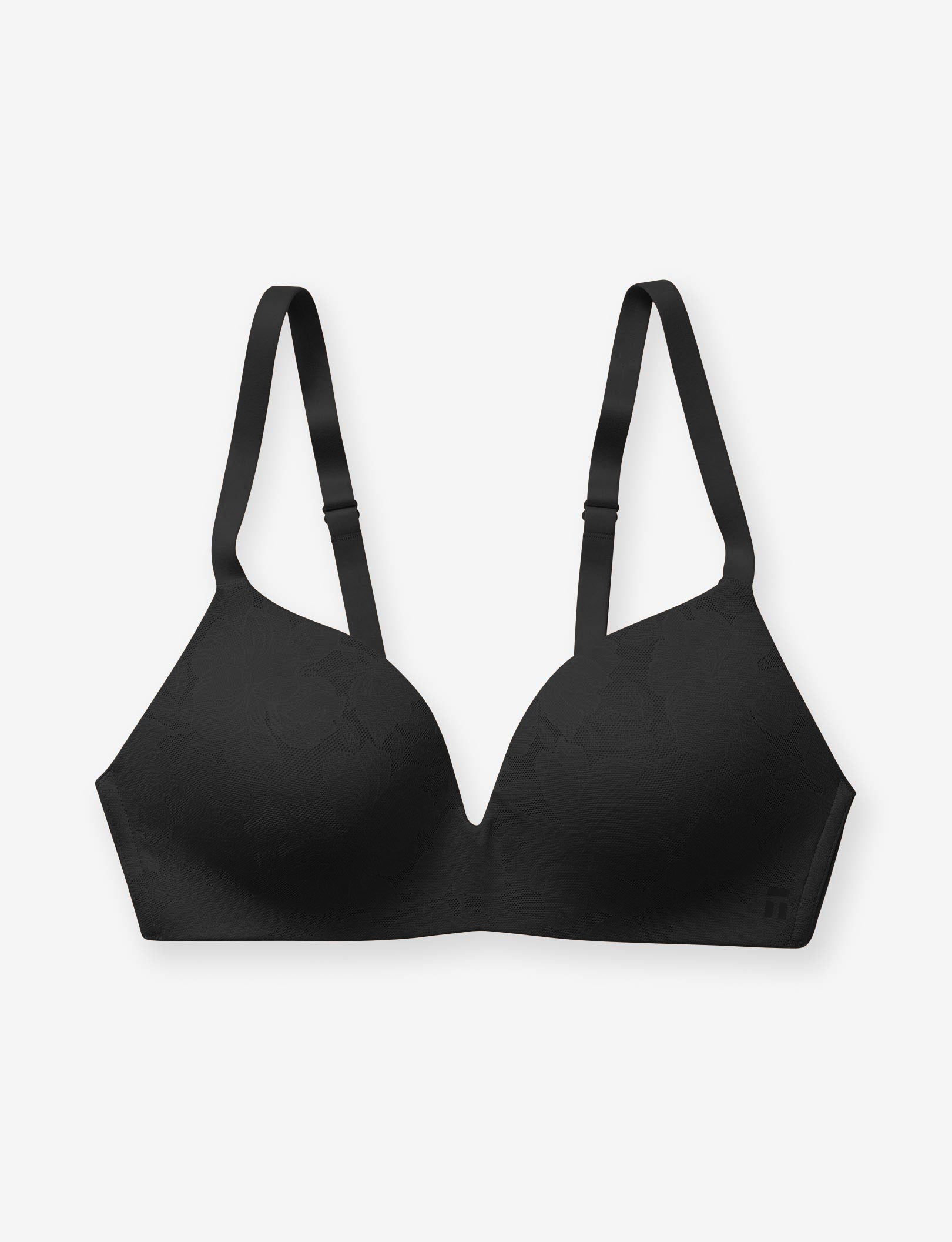 Second Skin Comfort Lace Lightly Lined Wireless Bra::Black Lace
