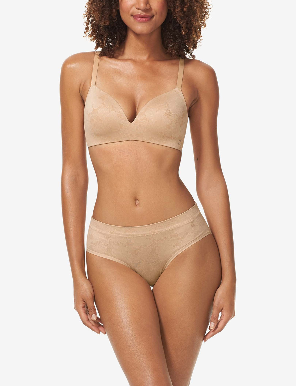 Second Skin Comfort Lace Lightly Lined Wireless Bra::Maple Sugar Lace