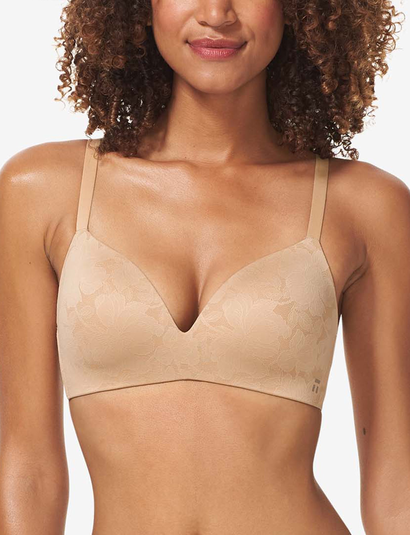 Second Skin Comfort Lace Lightly Lined Wireless Bra::Maple Sugar Lace