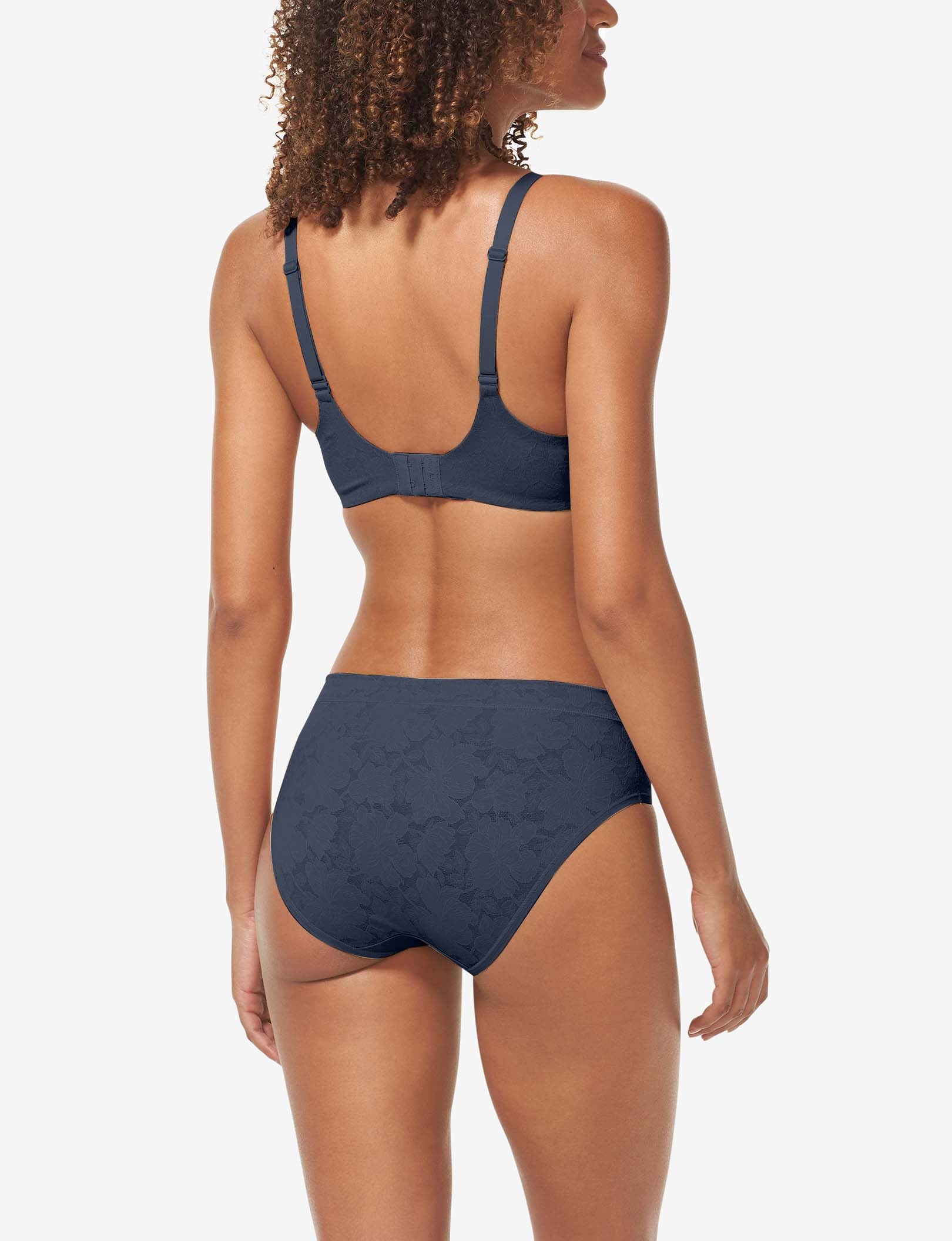 Second Skin Comfort Lace Lightly Lined Wireless Bra::Dress Blues Lace