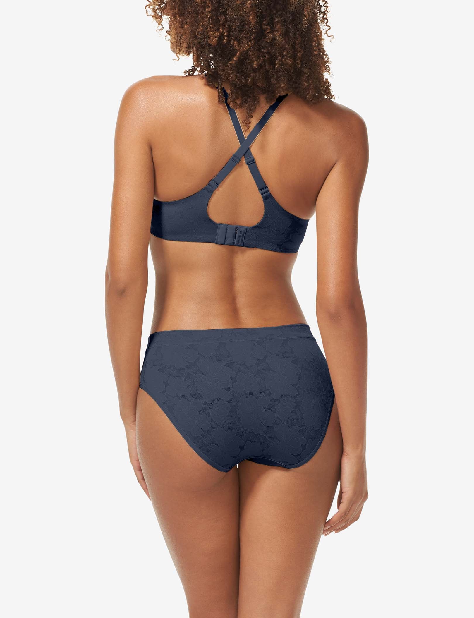Second Skin Comfort Lace Lightly Lined Wireless Bra::Dress Blues Lace