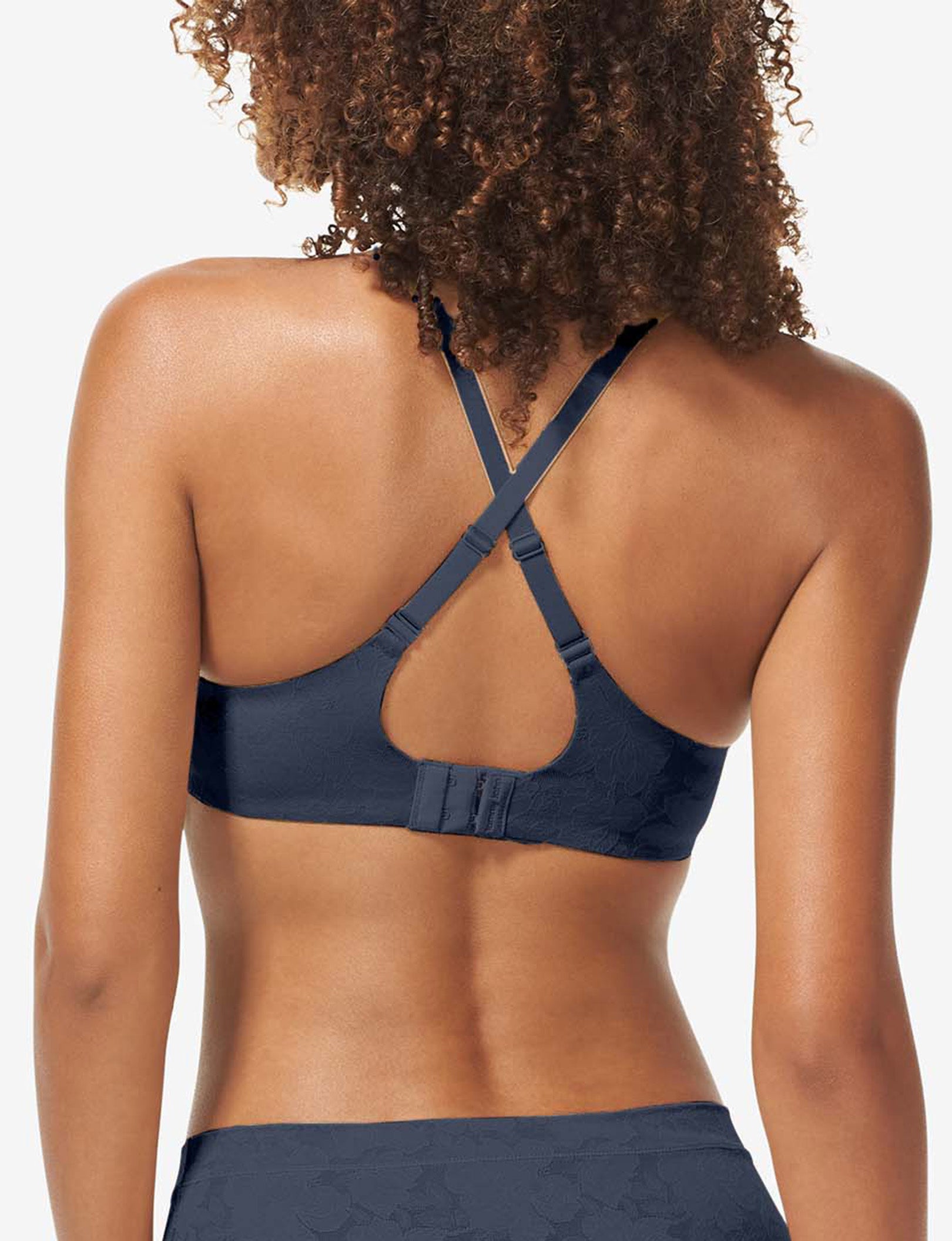 Second Skin Comfort Lace Lightly Lined Wireless Bra::Dress Blues Lace