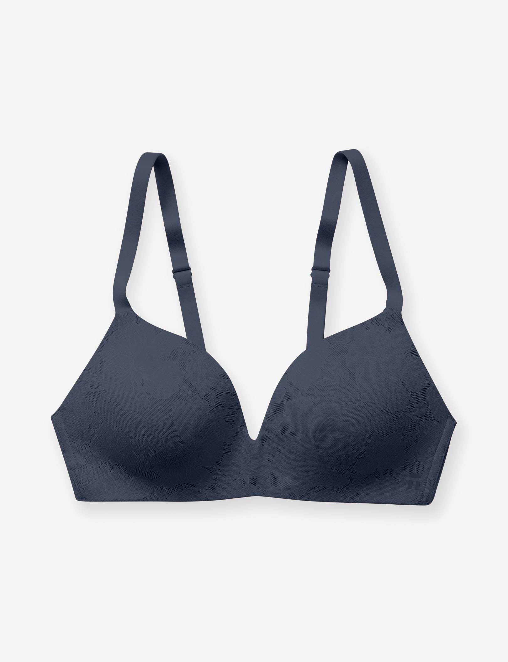 Second Skin Comfort Lace Lightly Lined Wireless Bra::Dress Blues Lace