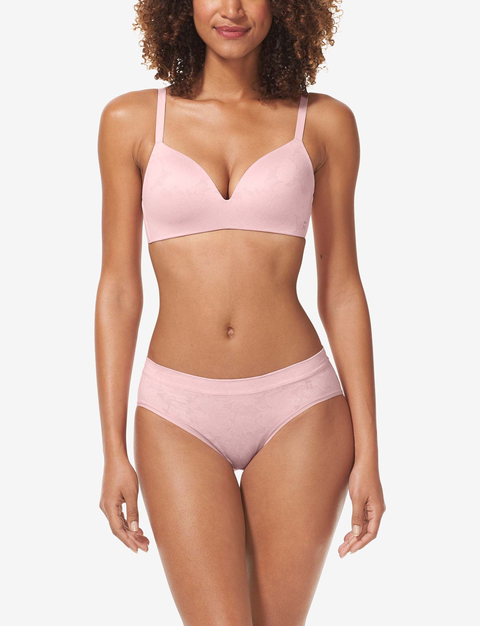 Second Skin Comfort Lace Lightly Lined Wireless Bra::Peachskin Lace