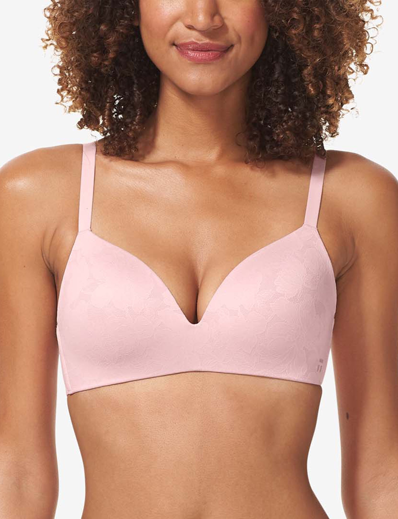 Second Skin Comfort Lace Lightly Lined Wireless Bra::Peachskin Lace