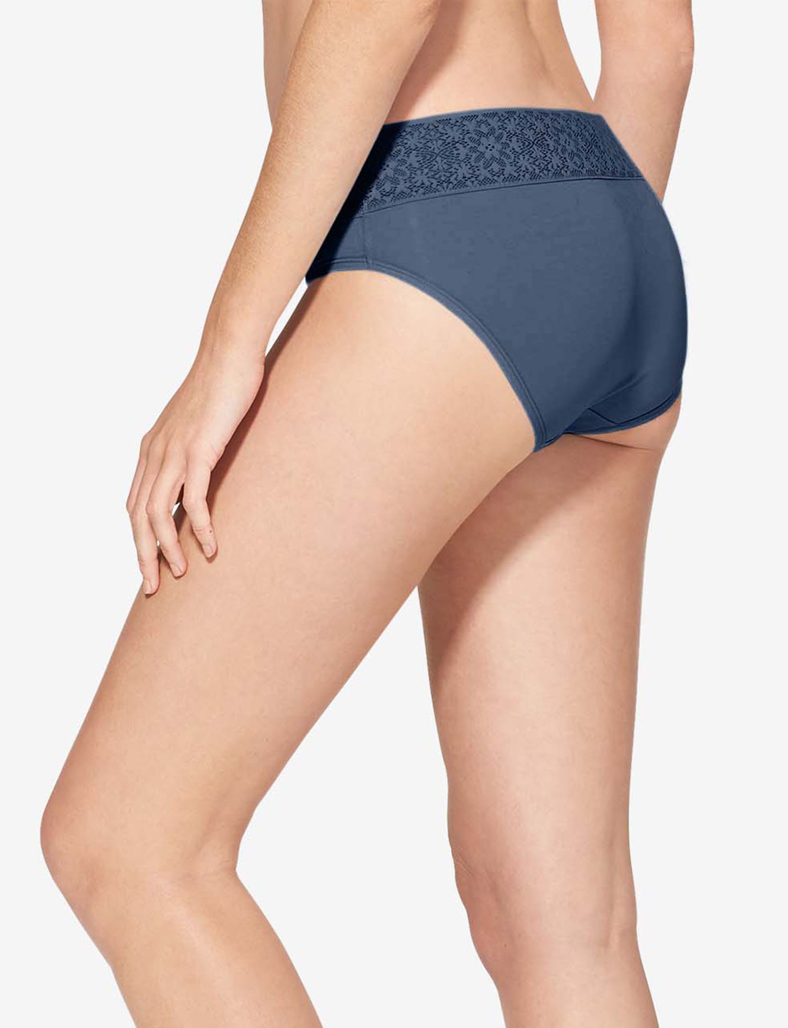 Women's Cool Cotton Brief, Lace Waist::Bering Sea Lace Waist