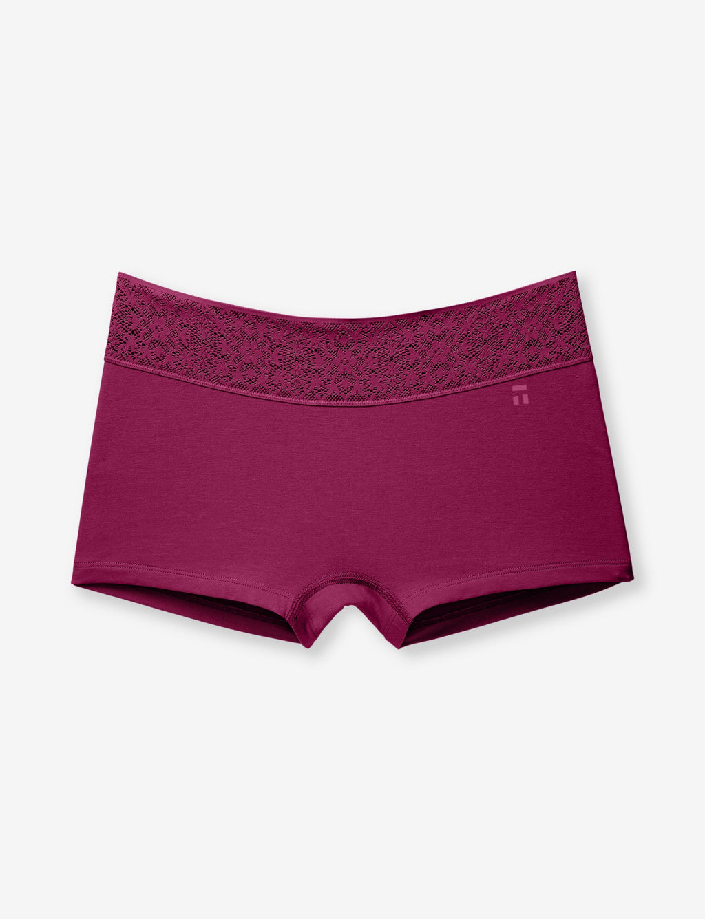 Women's Cool Cotton Boyshort, Lace Waist::Purple Potion Lace Waist