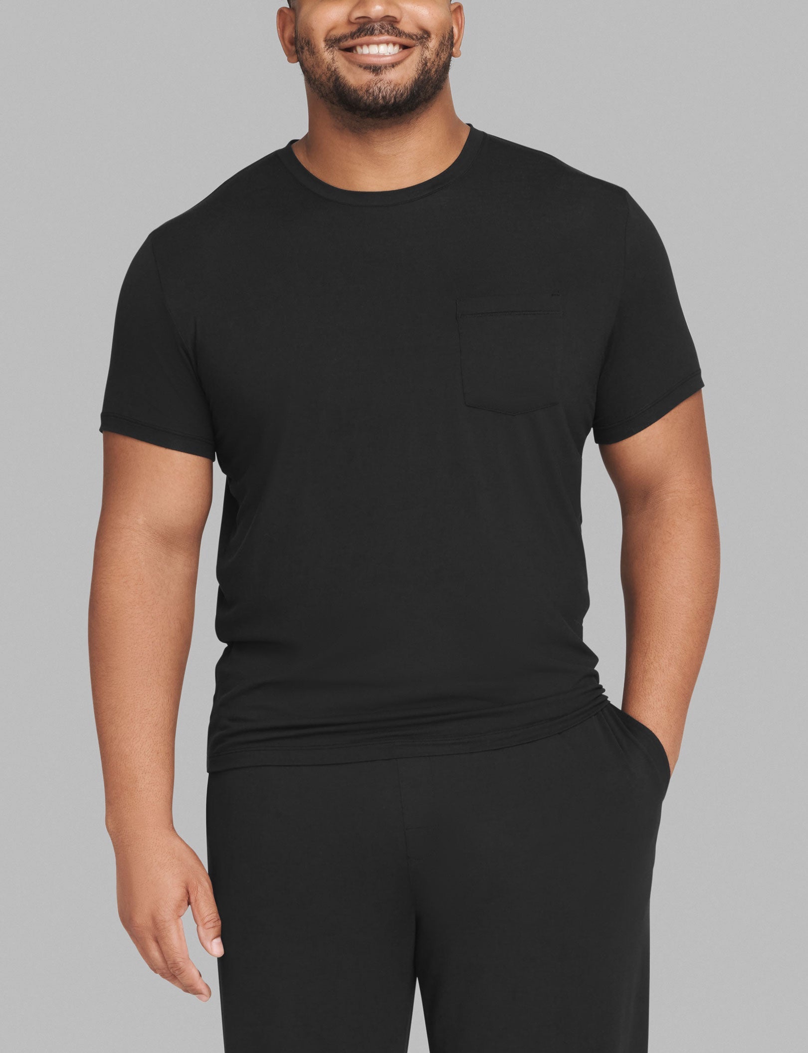 Second Skin Sleep Crew Neck Pocket Tee::Black