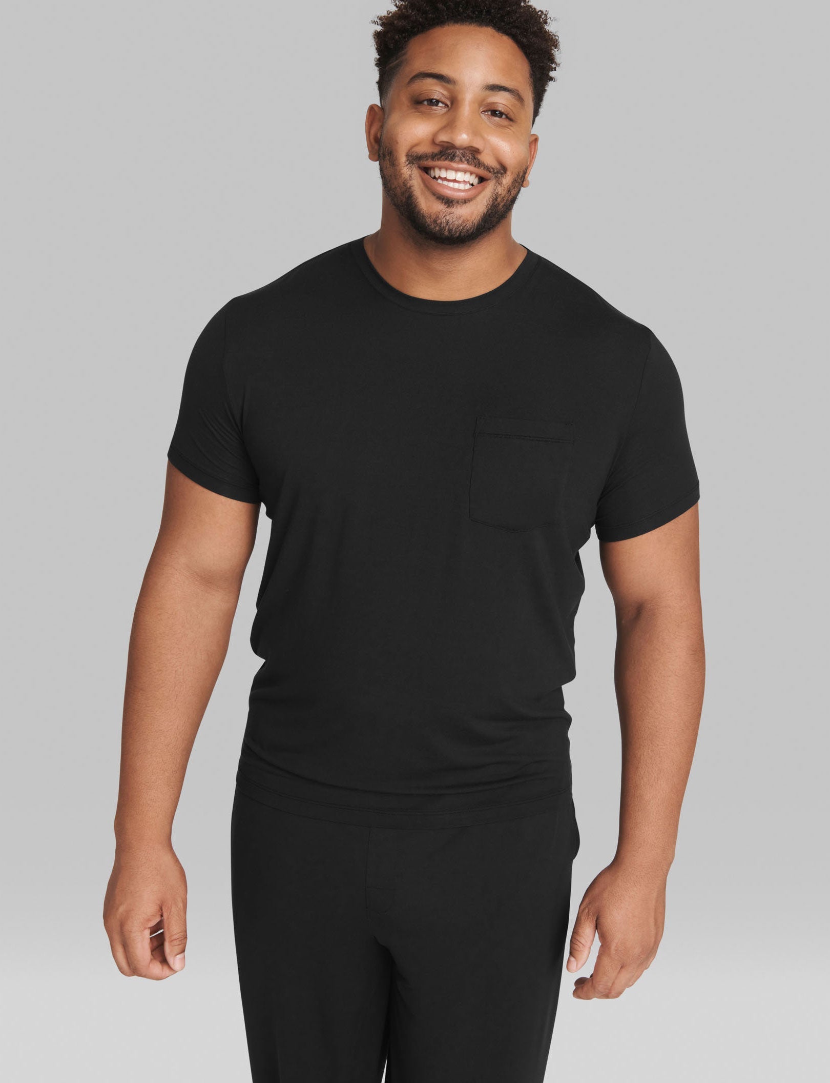 Second Skin Sleep Crew Neck Pocket Tee::Black