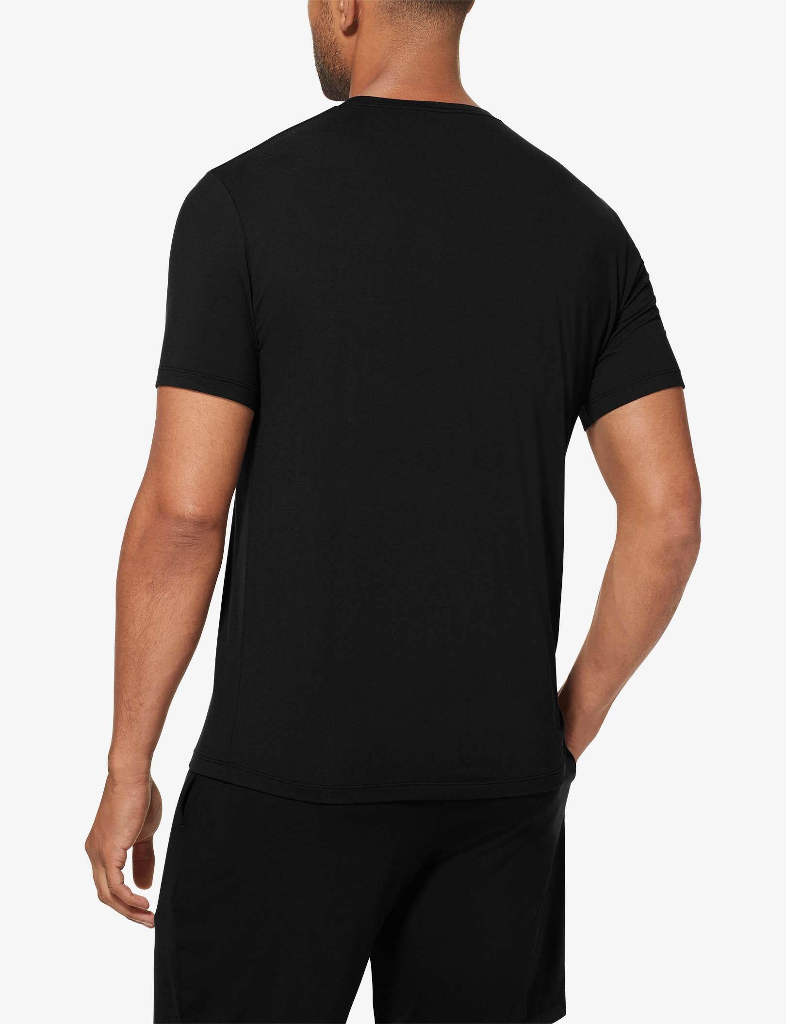 Second Skin Sleep Crew Neck Pocket Tee::Black/Stripe Pocket