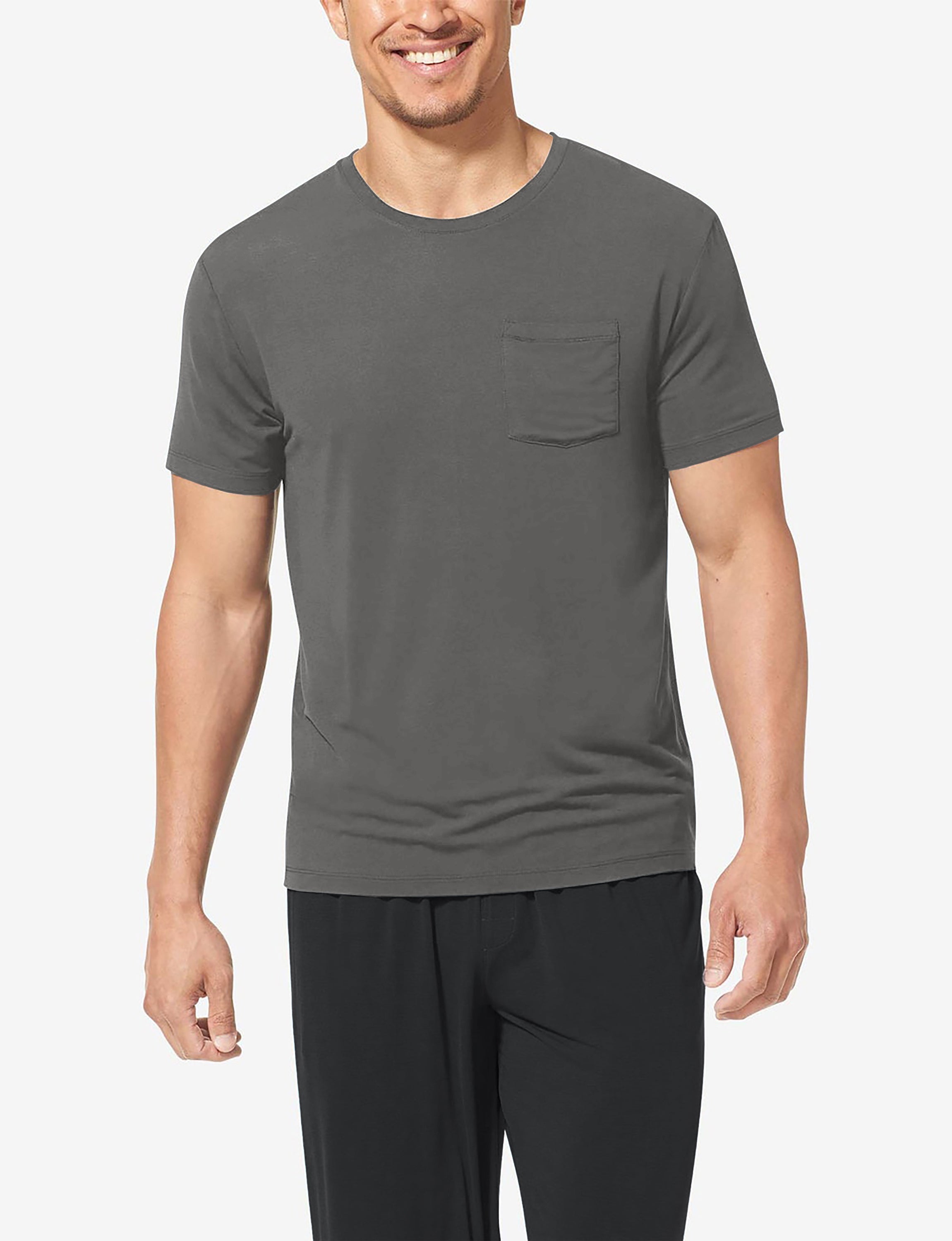 Second Skin Sleep Crew Neck Pocket Tee::Pewter