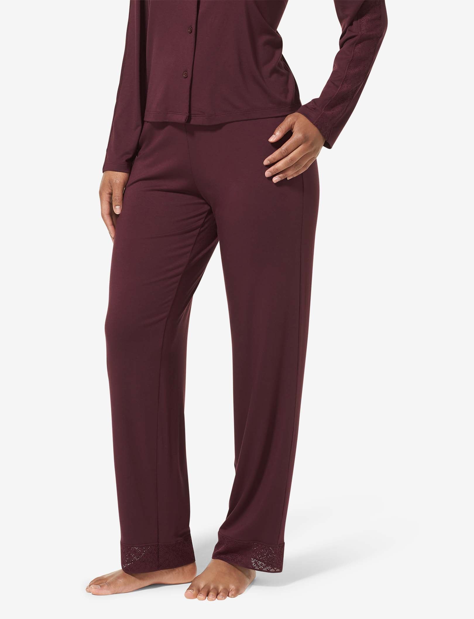 Women's Pajama Pant, Lace Trim::Winetasting