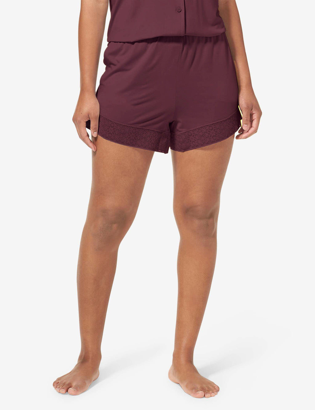 Women's Pajama Short, Lace Trim::Winetasting