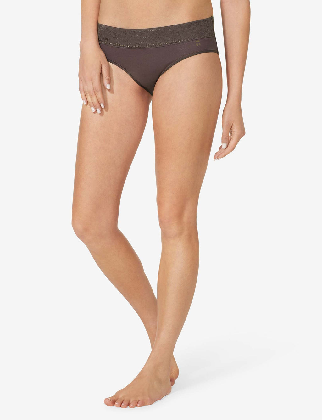 Women's Second Skin Brief, Lace Waist::Shale Lace Waist